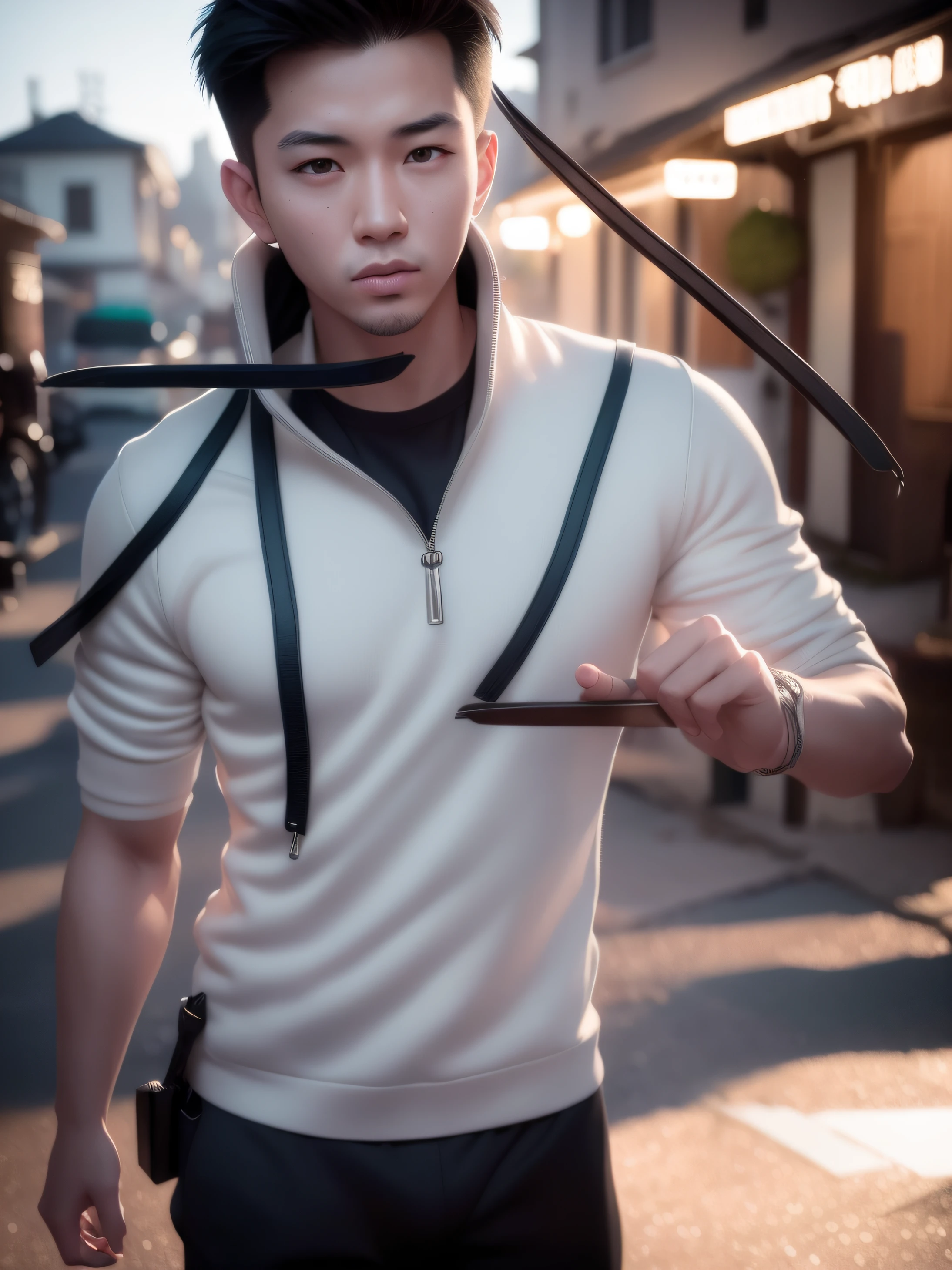 Backstreets,Arafard Asian man poses in hoodie, Realistic boy rendering, Detailed faces of asian boys, realisticlying, Smooth CG art, Realistic. Cheng Yi, Photorealsitic, A rendering of a cute boy, Rendu portrait 8k, 3 D rendering character art 8 K, Realistic portrait