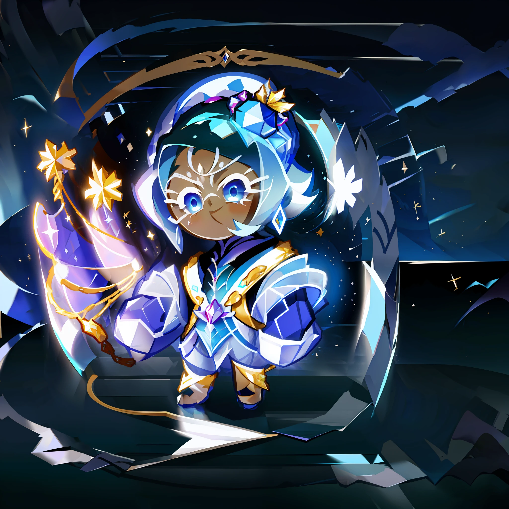 ((Sapphire Rock Candy Cookie)), Cookie Run , male,Xianxia inspired outfit, High quality , masterpiece, High aesthetic