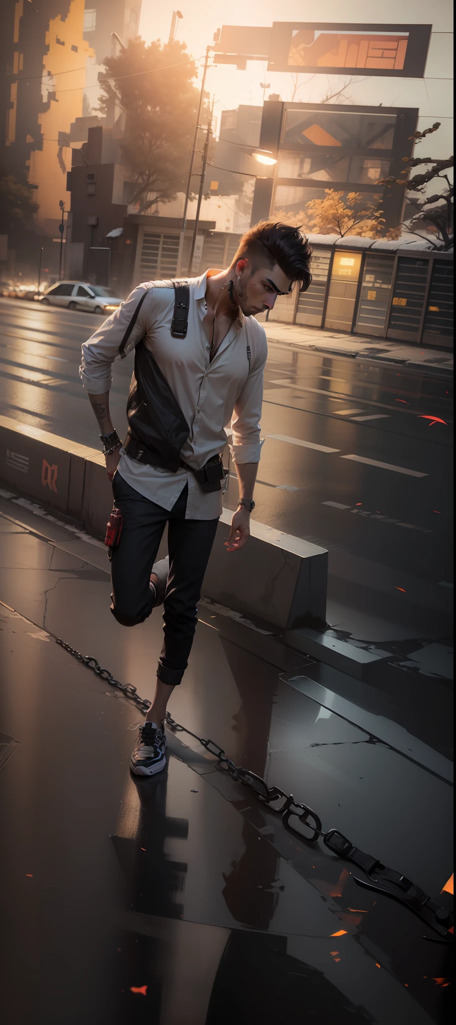 Change background cyberpunk handsome boy realistic.8k. ultra realistic