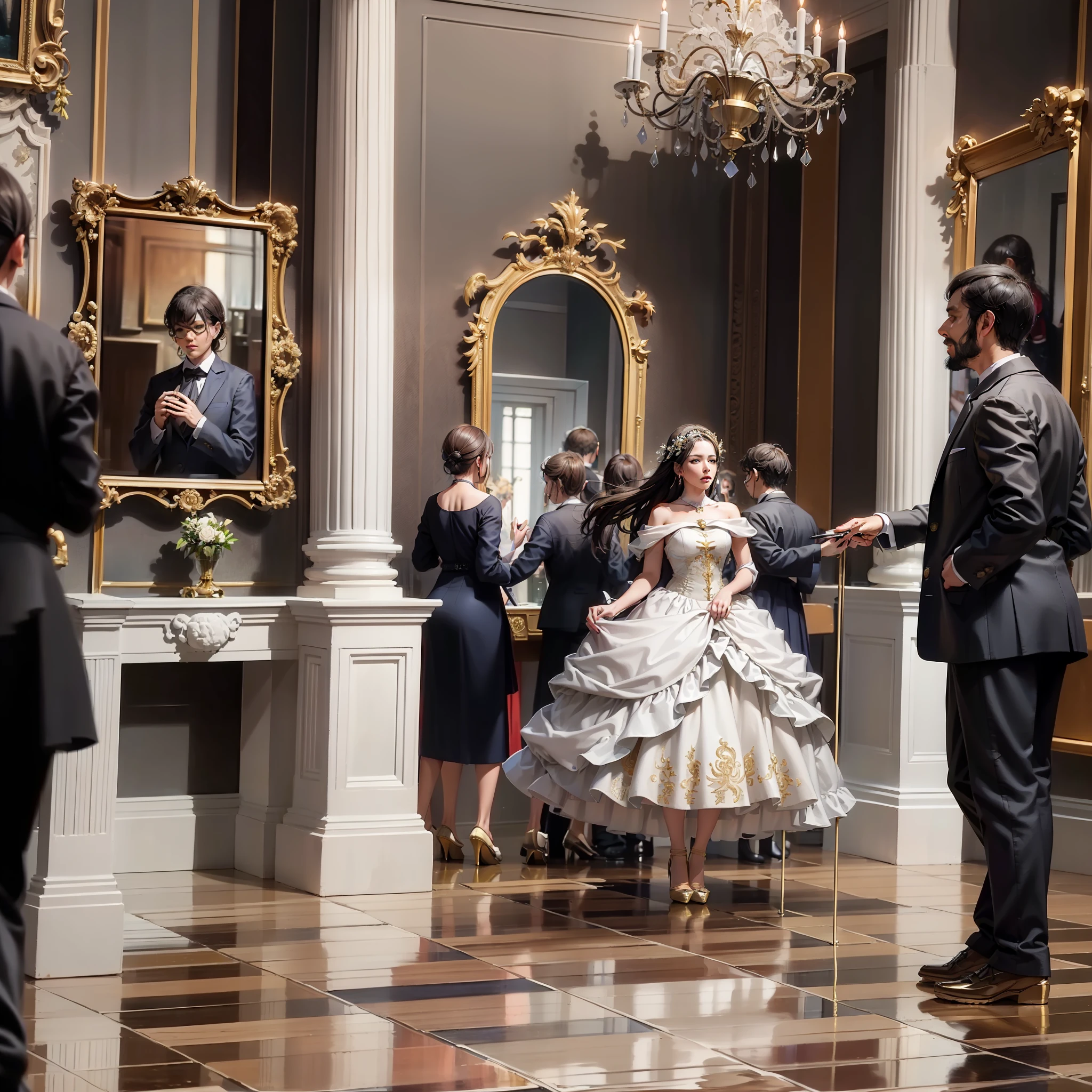 The painting represents a group of people in the Hall of Mirrors of the Buen Retiro Palace in Madrid. At the center of the painting is Margarita Teresa of Austria, the youngest daughter of King Philip IV of Spain. At his side is his older sister, Maria Theresa of Austria, who is married to King Louis XIV of France. To the left of the painting is Velázquez himself, painting the portrait of the royal family.
The painting is very realistic and the details are very careful. Velázquez uses light to create an effect of depth and the colors are very vivid. The painting is also very dynamic and the figures appear to be in motion.
Las Meninas is a masterpiece. Painting that shows Velázquez's mastery as a painter and his ability to capture reality in a unique way.
The painting is divided into two planes: the front plane and the back plane. The front shot is occupied by the figures of the royal family, while the back shot is occupied by the rest of the people in the scene.
The painting is full of symbols. For example, the mirror in the background of the painting reflects the image of the king and queen, suggesting that they are the true protagonists of the scene.
Painting is a game of perspectives. The painting's vanishing point is located in the mirror, creating a sense of depth and movement.
The painting is a masterpiece of composition. The figures are harmoniously arranged and the color palette is very balanced.