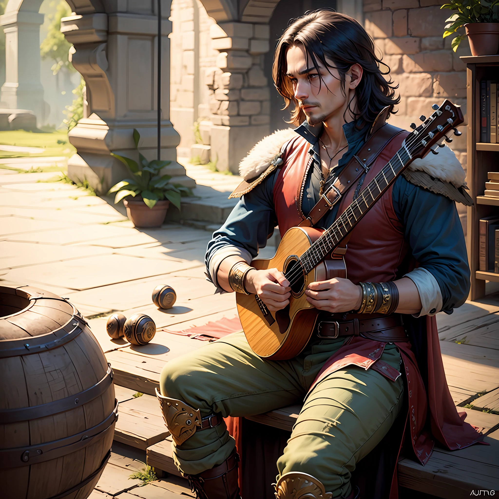 A realistic image. A bard. RPG character, fantasy genre, detailed image. --auto