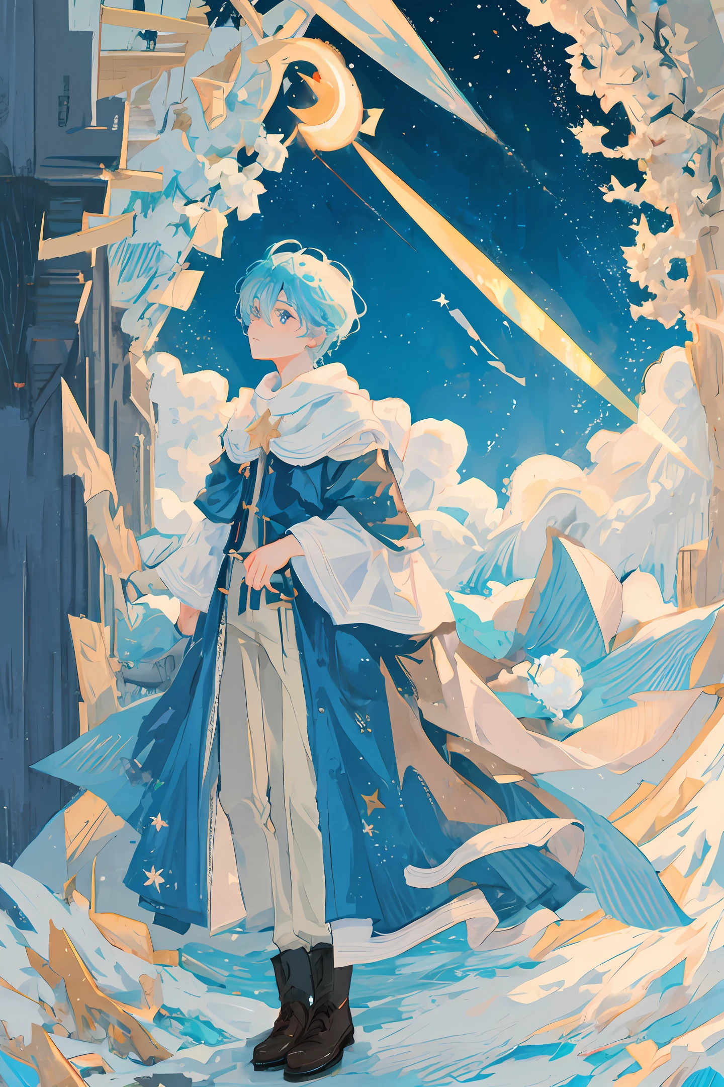 1boy, star, flowers, masterpiece