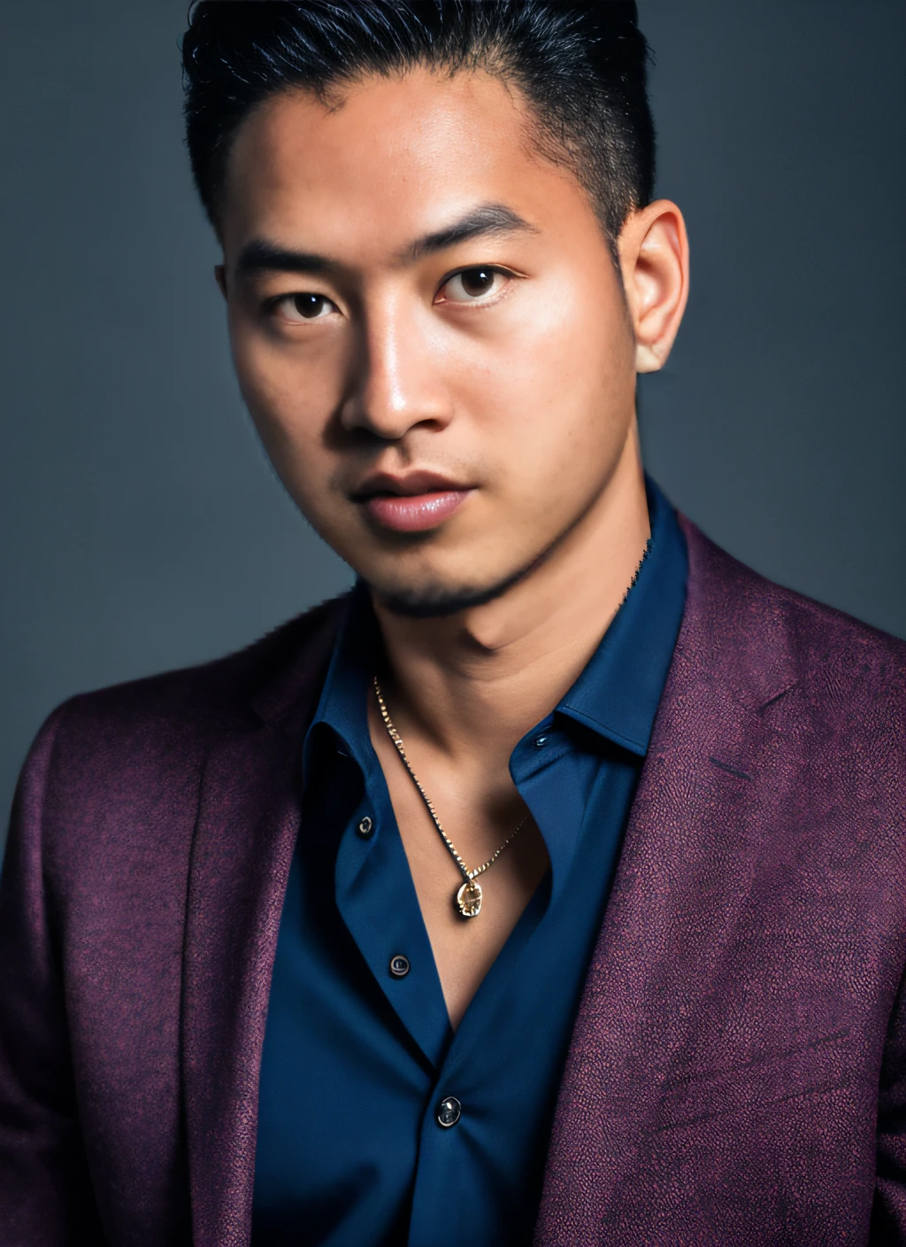 RAW photo, A (potrait:1.2) A very handsome man, (highdetailskin:1.2), 8K UHD, Digital SLR, Soft lighting, High quality, filmgrain, Fujifilm XT3