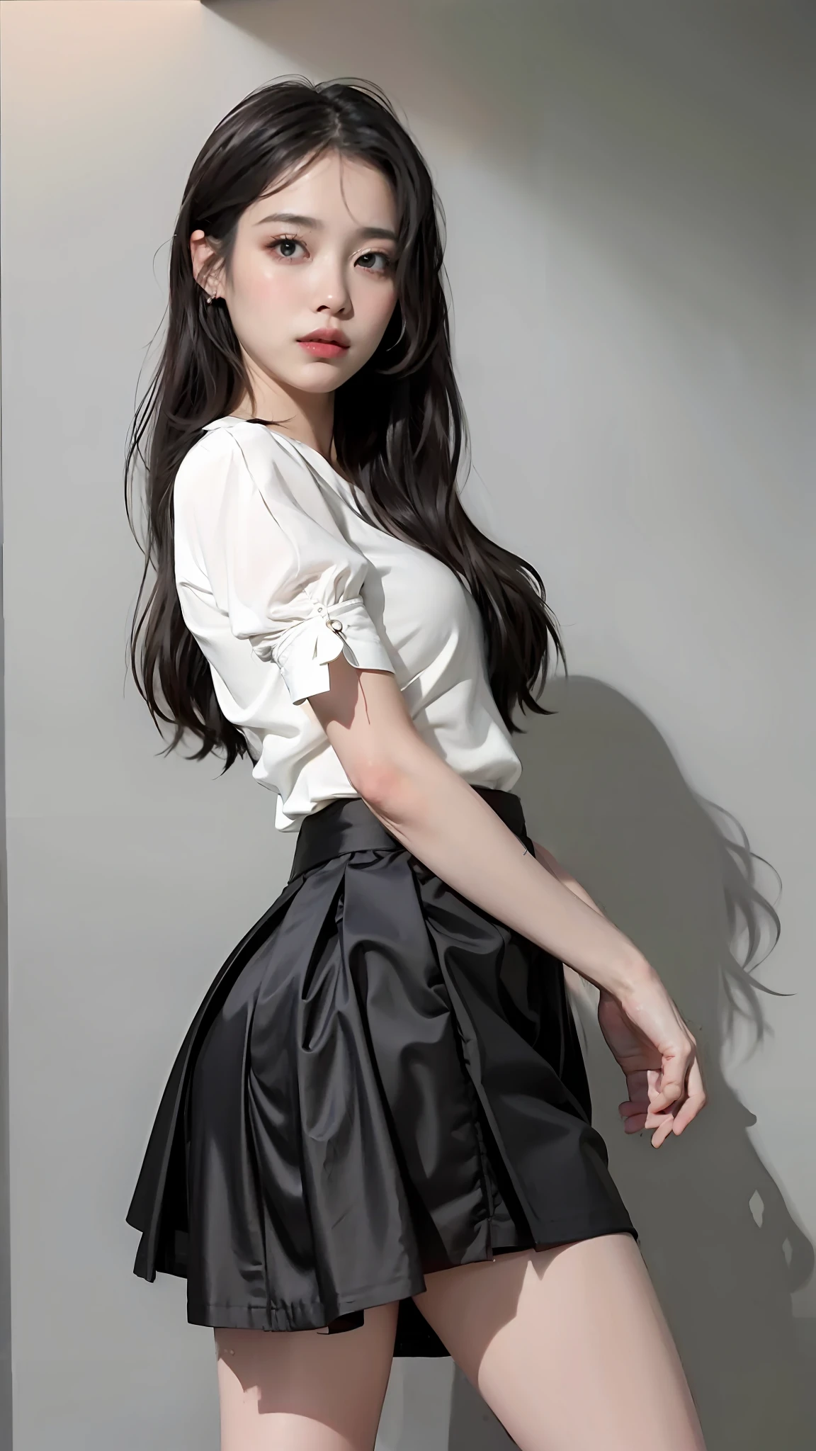 "Beautiful women,Wear a short skirt。"