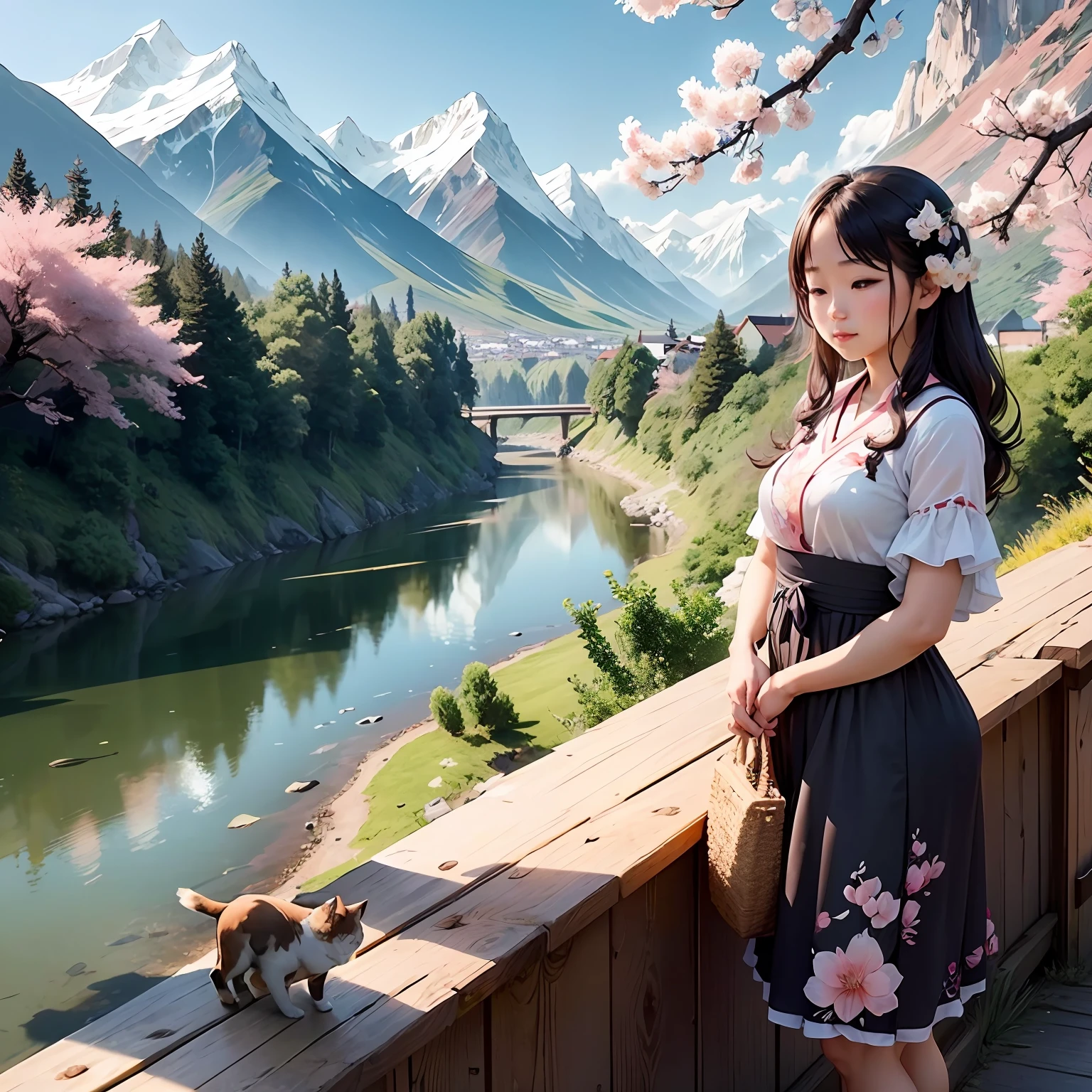 There are mountains,there are waters,Right River,There are fish,There are peach blossom trees,There are birds,neko --auto