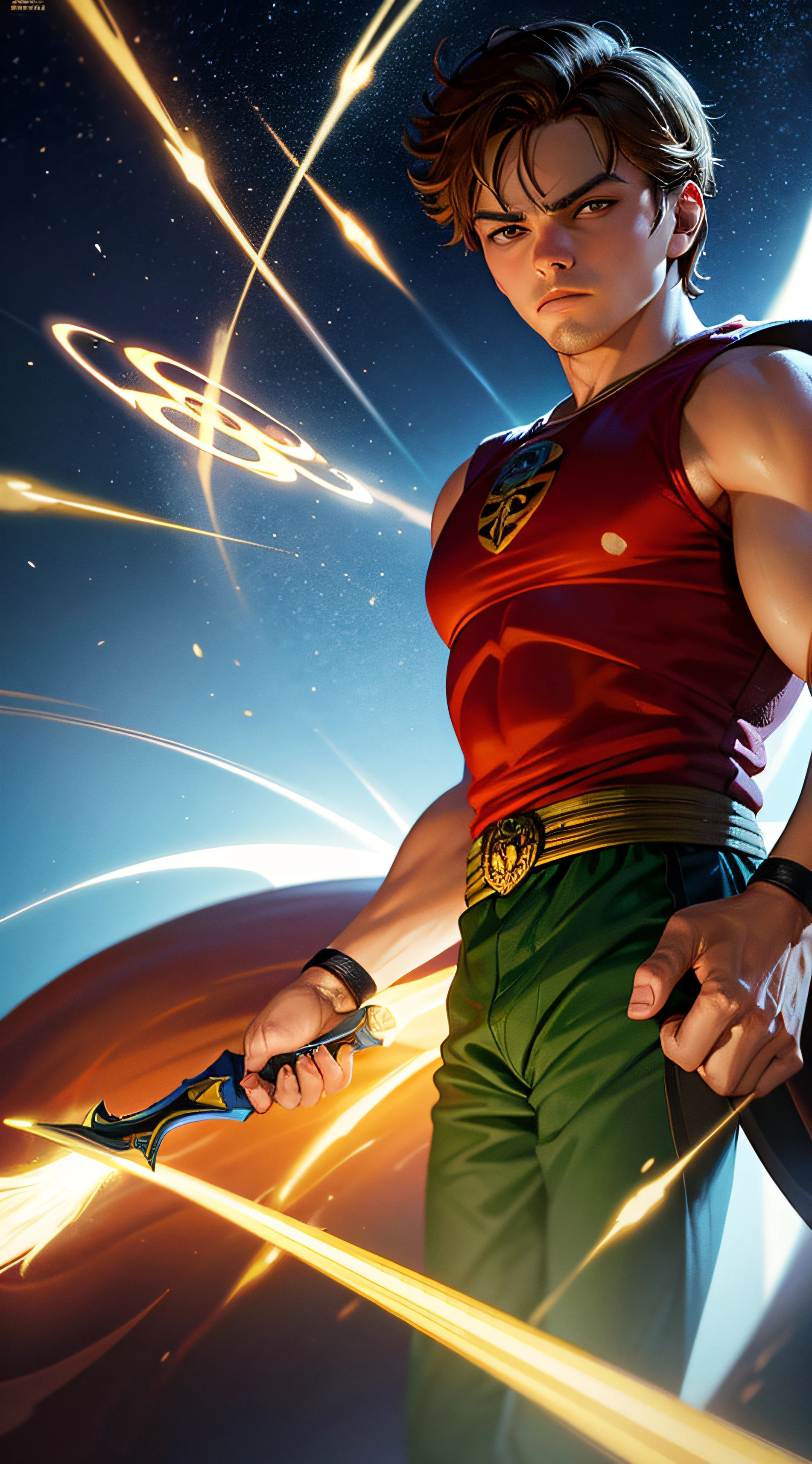 Leonardo Di Caprio como He-man empunhando um sabre de luz, qualidade do filme. --auto