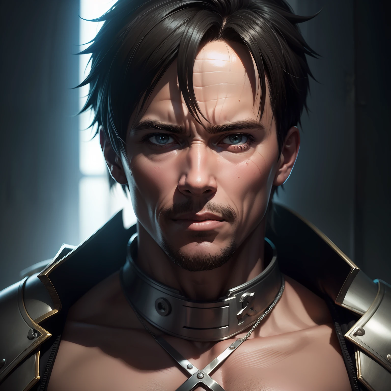 Retrato de Arnold Schwarzenegger kirito sword art online, detalhes intrincados, perfect features, Dramatic, Cinematic lighting, Highlight lighting, SSAA, smooth rendering, no noise --testp --ar 2:3 --video --no lazy prompts