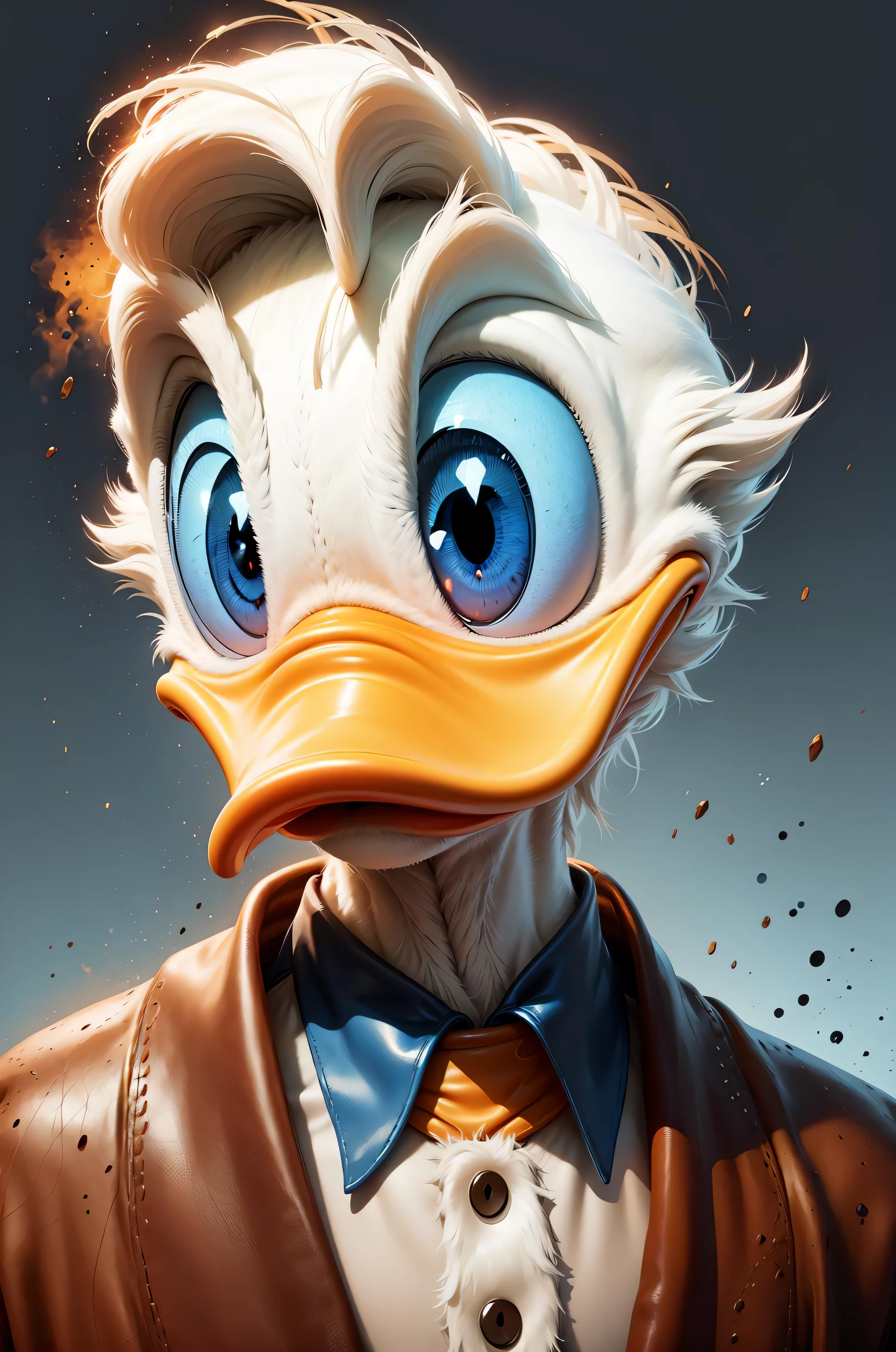 a portrait of d0nald with beautiful blue eyes, crystal clear, duck