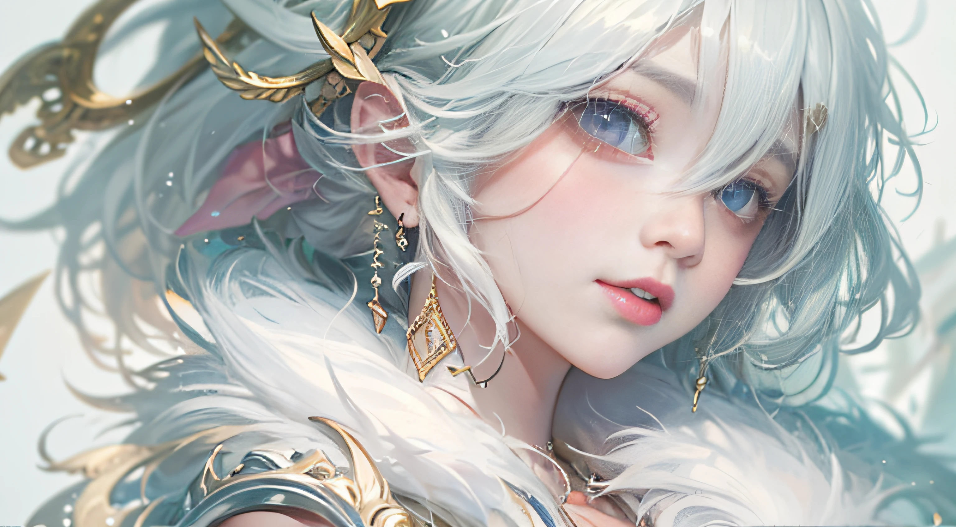 Close-up of a woman with white hair,Belle peinture de personnage,Guviz,Guviz-style artwork,white-haired god,Yang J,Epic and beautiful character art,Stunning character art,FAN Qi,Wu Zhun Shifan,Guvitz at the Pixiv Art Station,there is a woman in a blue dress posing for a picture, Korean girl, beautiful Korean women, Chinese girl, photo of slim girl model, sexy look at the camera, Young skinny gravure idol, Japanese model, Gorgeous young Korean woman, Asian girl, Korean woman, sexy gaze, An Asian woman, photo of slim girl, Young sensual gravure idol,cold light,real photograph,whaite hair,best qualtiy, tmasterpiece, 超高分辨率, (realisticlying:1.5),RAW photogr,Retro,huge tit