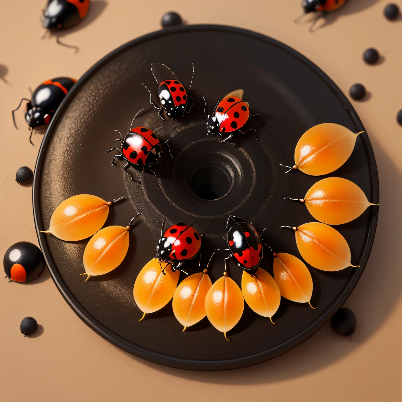 imagens de joaninhas: [Imagem de uma joaninha vermelha com pontos pretos] [Imagem de uma joaninha preta com pontos vermelhos] [Imagem de uma joaninha laranja com pontos pretos] [Imagem de uma joaninha amarela com pontos pretos] [Imagem de uma joaninha verde com pontos pretos] Ladybugs are small, round insects with wings. They are usually red or orange with black dots, but they can also be black or yellow with red or black dots. Ladybugs are found all over the world and are known for their pest control abilities. Eles comem insetos nocivos, as aphids, besouros e lagartas. Ladybugs are considered lucky creatures in many cultures. --auto