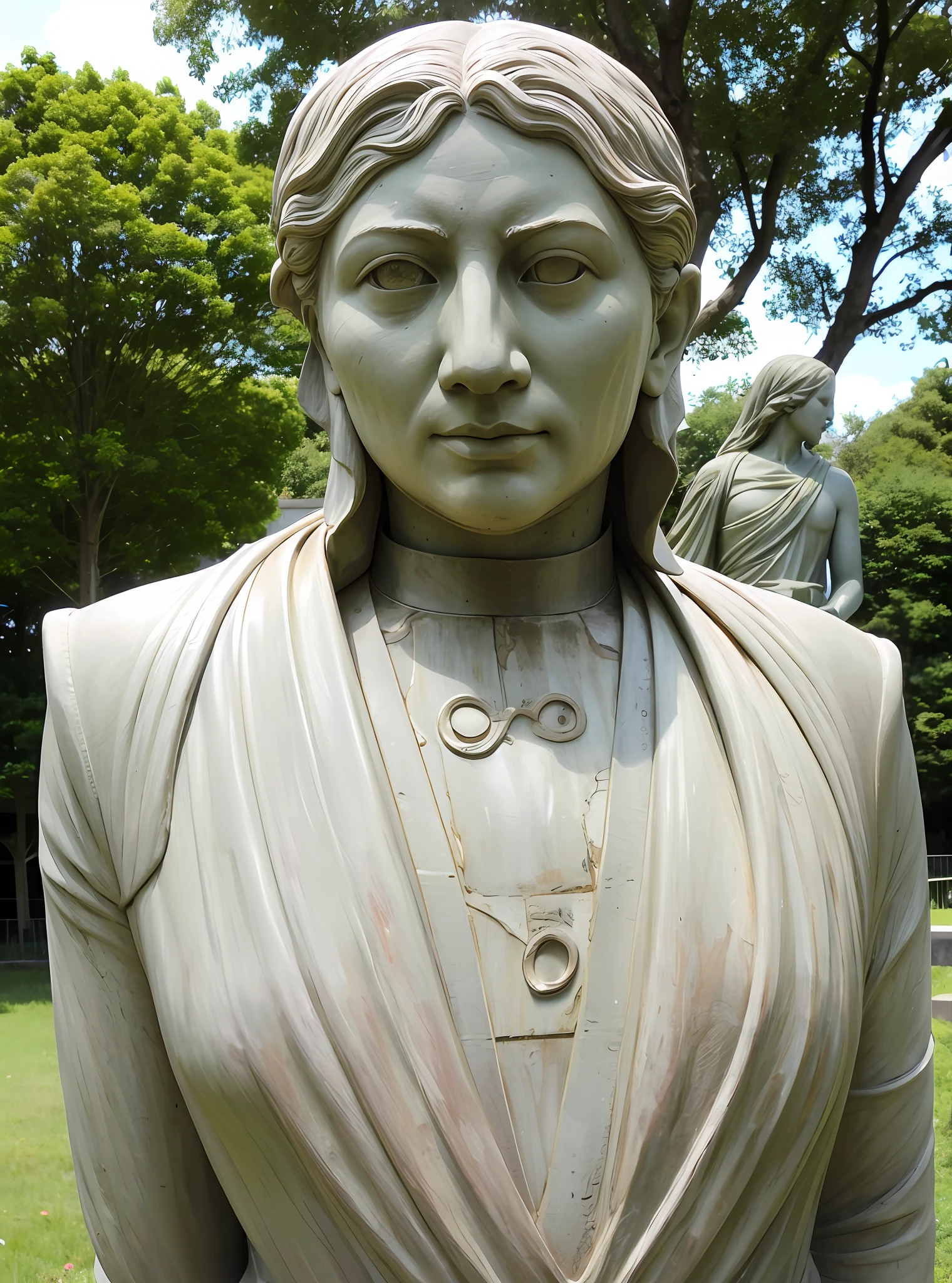 Turns into a stone statue。