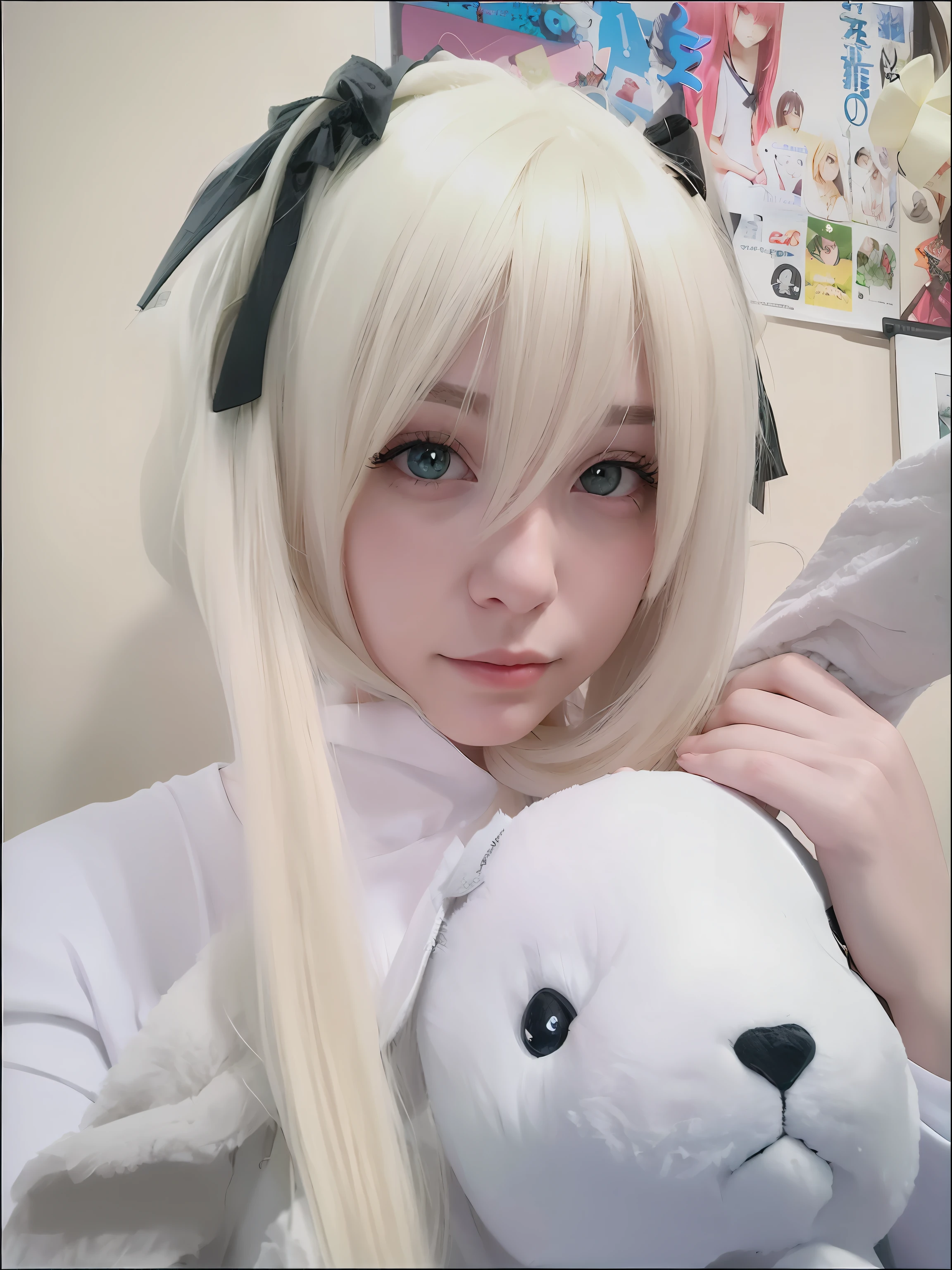 Blonde haired girl,Long white hair holding a stuffed animal, Anime girl cosplay, Girl with white hair, Perfect white haired girl, Anime girl in real life, Anime cosplay, anime-inspired, long white hair, anime girl with cat ears, White Cat Girl, Tifa Lockhart with white hair, shikamimi, belle delphine
