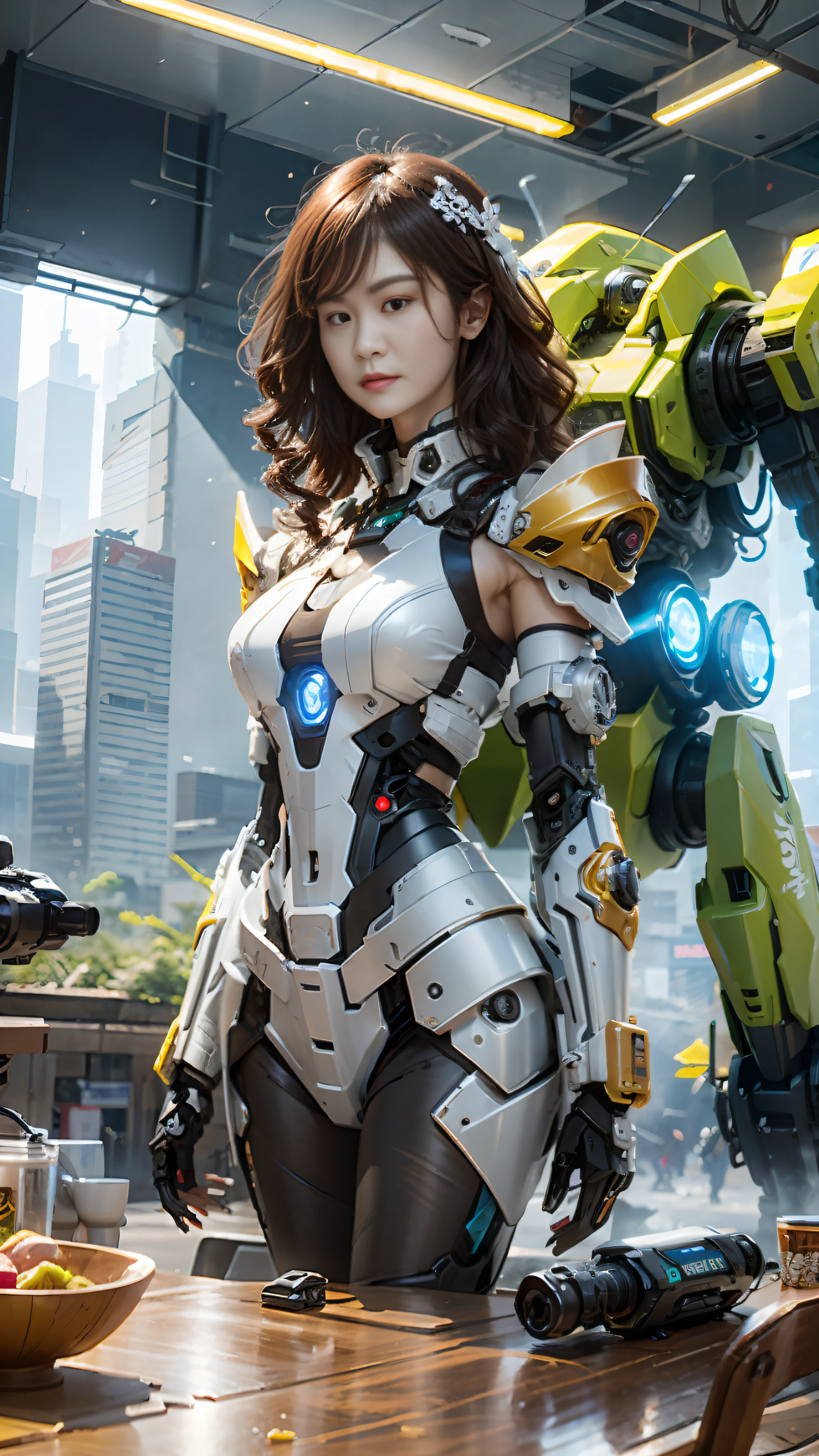 ((best qualtiy)), ((tmasterpiece)), (The is very detailed:1.5), 3D, Shitu-mecha, Beautiful cyberpunk woman with her mech in the ruins of the city of the forgotten war, Ancient Techniques, HDR(HighDynamicRange), Ray traching, NVIDIA RTX, Hyper-Resolution, Unreal 5, sub surface scattering, PBR Texture, post-proces, Anisotropic filtering, depth of fields, Maximum clarity and sharpness, Many-Layer Textures, Albedo e mapas Speculares, Surface Coloring,Accurately simulate light-material interactions,perfectly proportions,rendering by octane,twotonelighting,Low ISO,White balance,trichotomy,Wide aperture,8K RAW,High-Efficiency Sub-Pixel,sub-pixel convolution,Luminous Particle,Light scattering,Tyndall effect