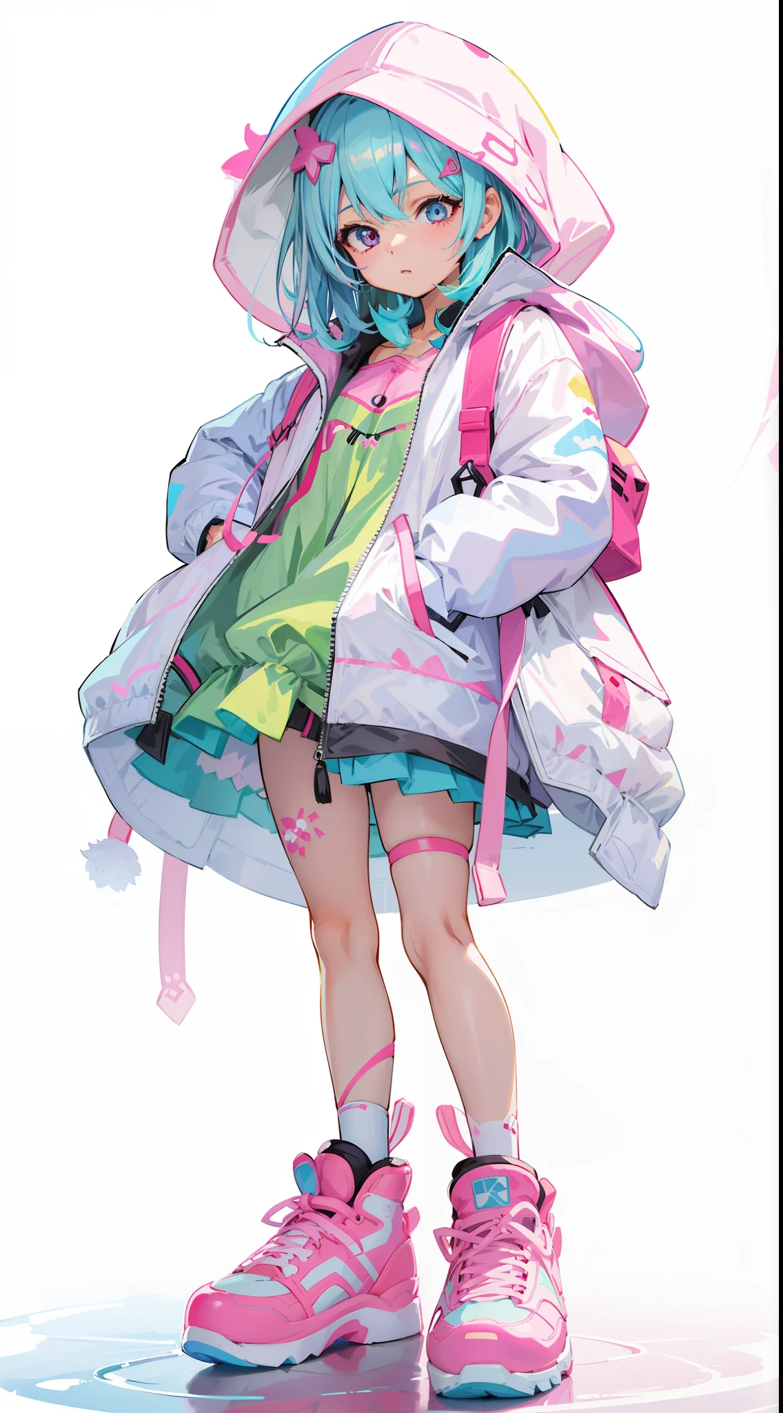 Anime girl with pink coat and pink shoes and pink hat, rossdraws pastel vibrant, rossdraws cartoon vibrant, digital art on pixiv, Cute art style, anime full body illustration, Full body illustration, by Yuumei, Trending on ArtStation pixiv, soft anime illustration, guweiz on pixiv artstation, Colorful! Character Design