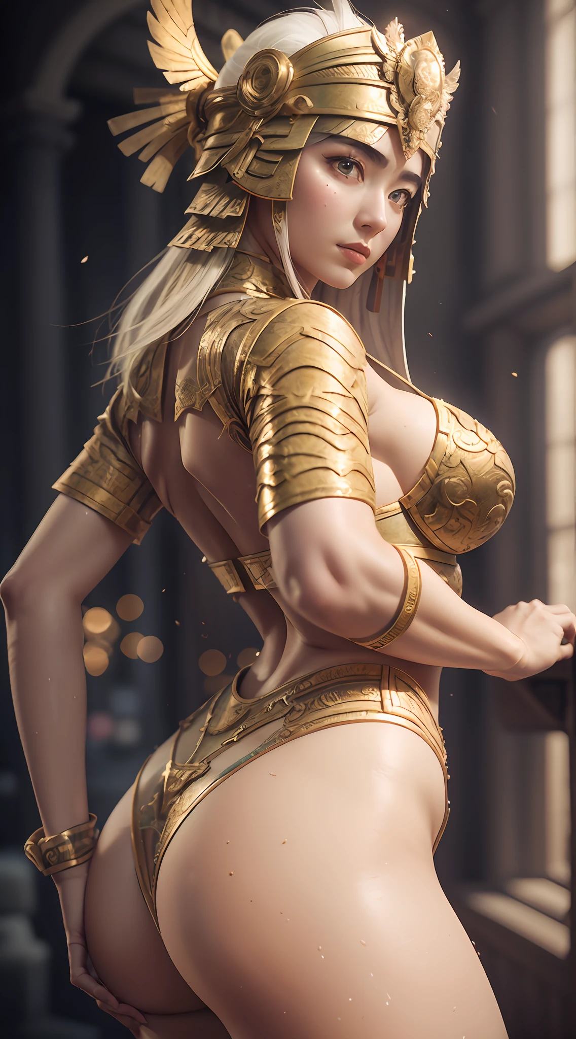 ((Best Quality)), ((Masterpiece)), (Details: 1.4), 3D, A Beautiful Athena, Glamorous, Sexy, Big Mimi, Three-Point Lingerie, Ass Against You, HDR (High Dynamic Range), Ray Tracing, NVIDIA RTX, Super-Resolution, Unreal 5, Subsurface Scattering, PBR Textures, Post-processing, Anisotropic Filtering, Depth of Field, Maximum Sharpness and Clarity, Multi-layered Textures, Albedo and specular mapping, surface shading, accurate simulation of light-material interactions, perfect proportions, Octane Render, two-color light, large aperture, low ISO, white balance, rule of thirds, 8K RAW,