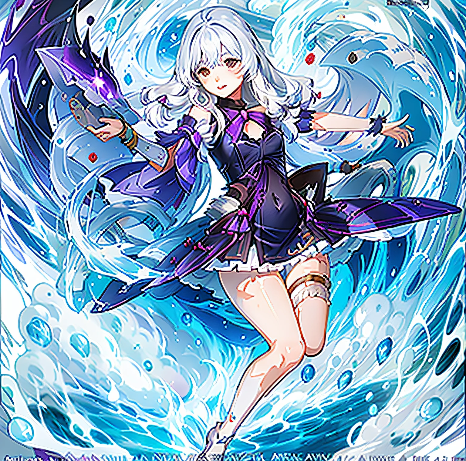 Anime girl in blue dress with sword and sword in water, Official artwork, Ayaka Genshin impact, Splash art anime Loli, Moe, mayuri shiina, high detailed official artwork, Official anime artwork, hq artwork, ayaka game genshin impact, full art, offcial art, Hestia, ice spell, tsuaii, promo art
