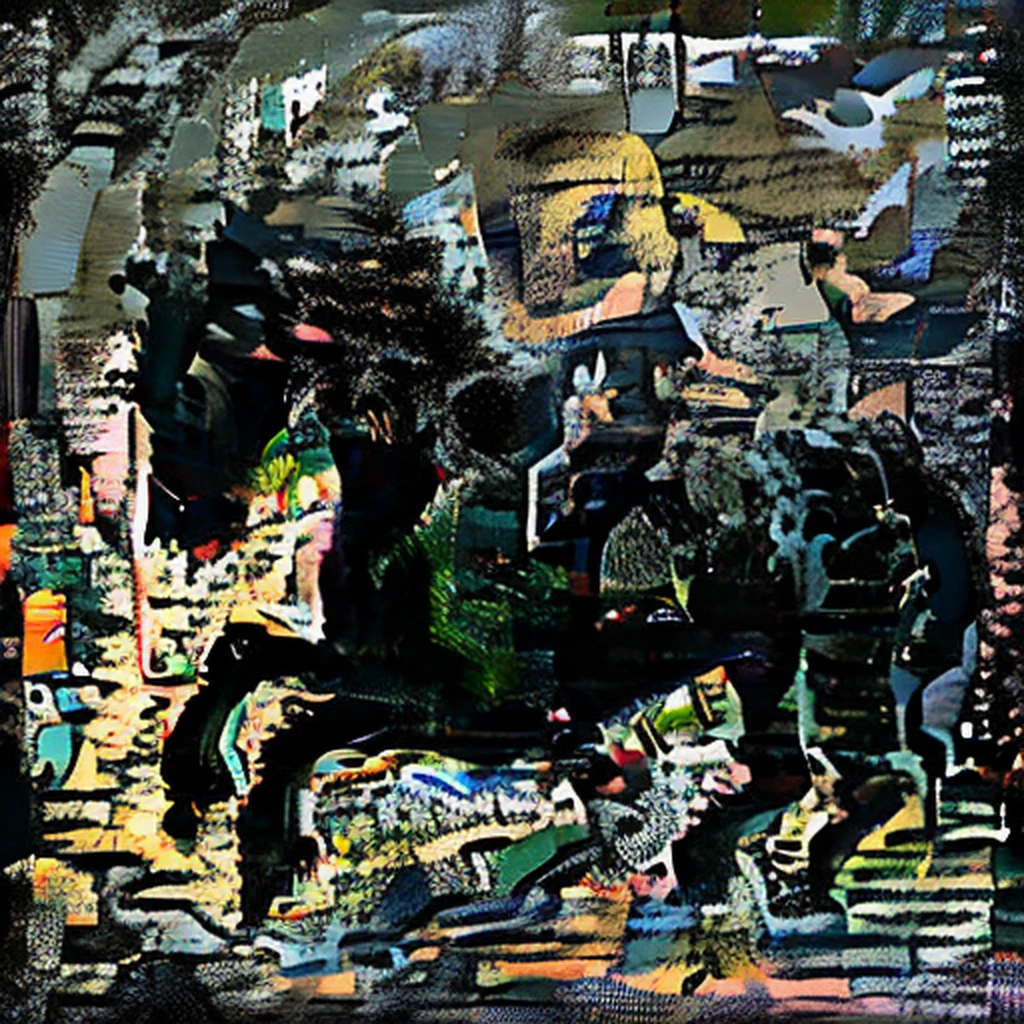 artwork of a demon riding on the back of a black horse,
In the style of palette knife work,Edgard Munch painting
