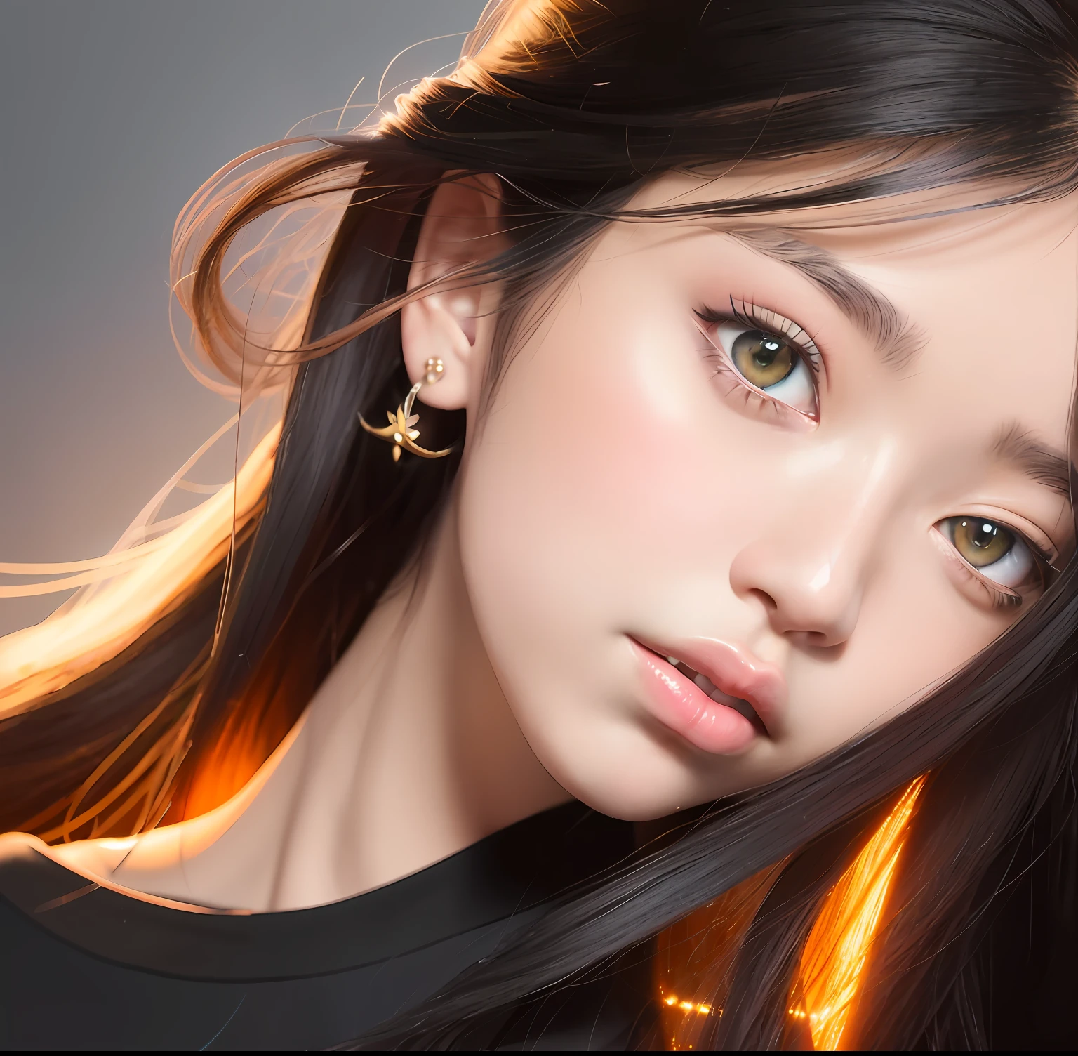 there is a woman with long hair and a black top, made with anime painter studio, Guviz-style artwork, Guviz, # 1 digital paintting of all time, #1 digital paintting of all time, in the art style of bowater, portrait of female korean idol, portrait jisoo blackpink, Realistic. Cheng Yi, drawn in anime painter studio