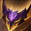 8K,Real materials,HD detail textures,Close up of purple and blue background，The head is shiny, epic legends game icon, Avatar image, purple glowing core in armor, Aurelion Sol, league of legends arcane, darkness aura, character icon, shinning armor, leblanc, astri lohne, discord profile picture, arcane art style, arcane league of legends, The sword, Protoss --auto