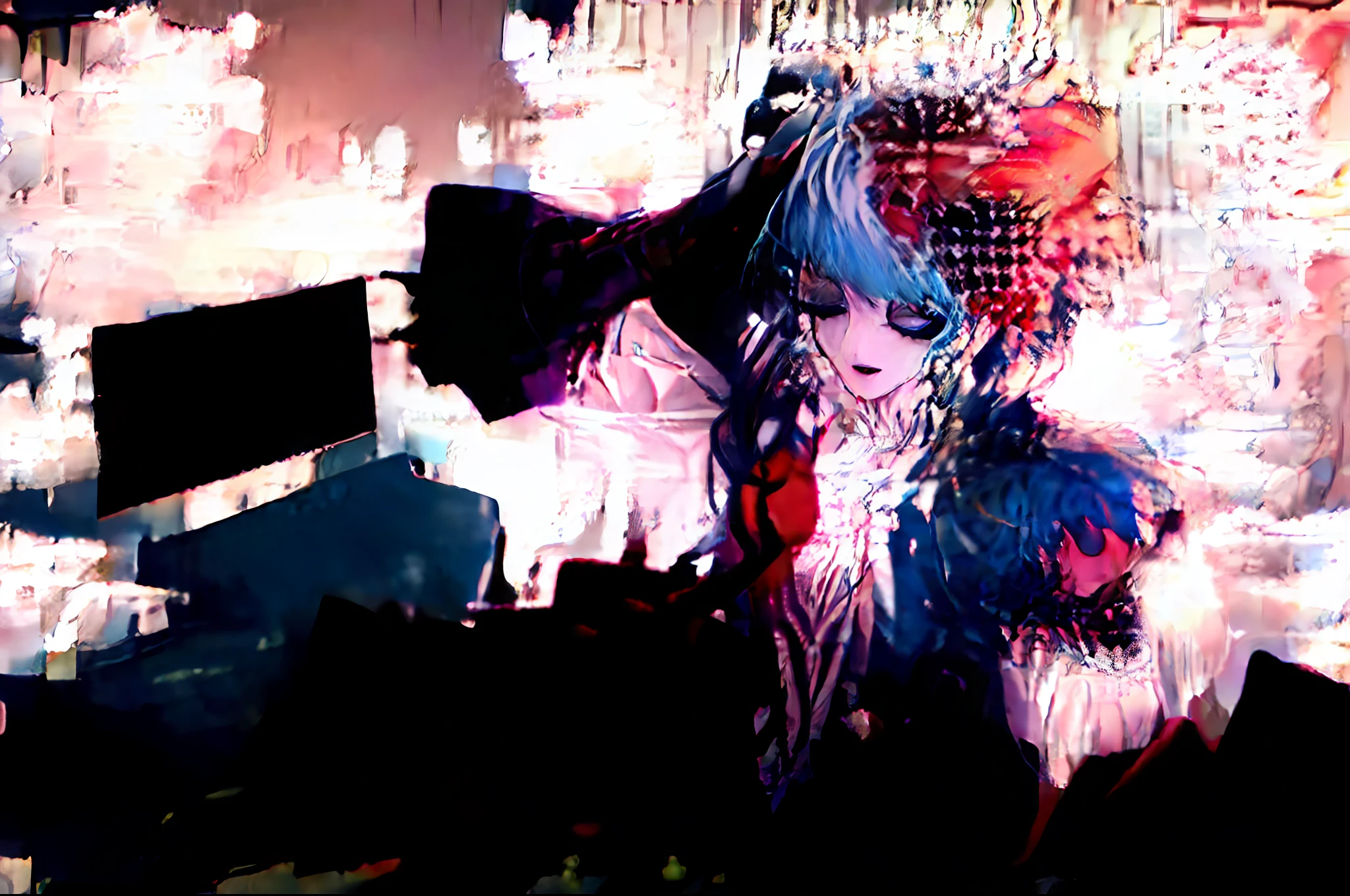 Best Image Quality, Masterpiece, Ultra High Definition, (Fidelity: 1.4), Photo, 1 Woman, Torn Sailor Suit, Movie,Room, Bed, (Ripped Clothes: 1.5), Naked Shoulders, Yawning Face, Sleepy Face, Wet Crotch, Seduction, Seductive Face, Random Hairstyle, Smile, Rough Breath, Lying on Your Back, Lying Up, Raising Your Arms, HyperSmoke, Dark Background, Black Background, wlop, from above,