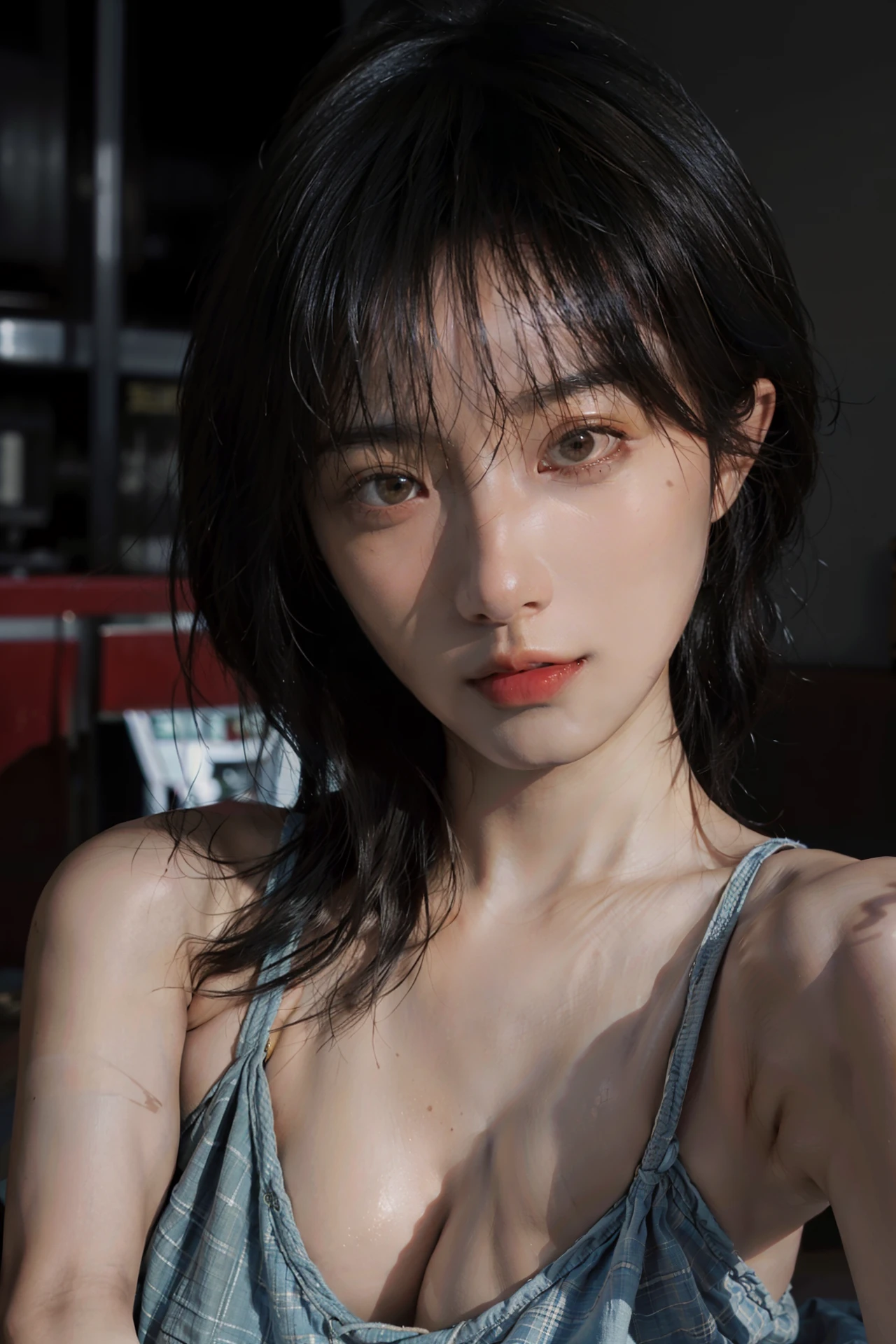 8K,Best quality, masterpiece, ultra high res, (photorealistic:1.4), raw photo, (Authentic skin texture:1.3), (film grain:1.3), (selfie angle),1girl,beautiful detailed eyes and face,masterpiece, best quality,close-up,upper bod,