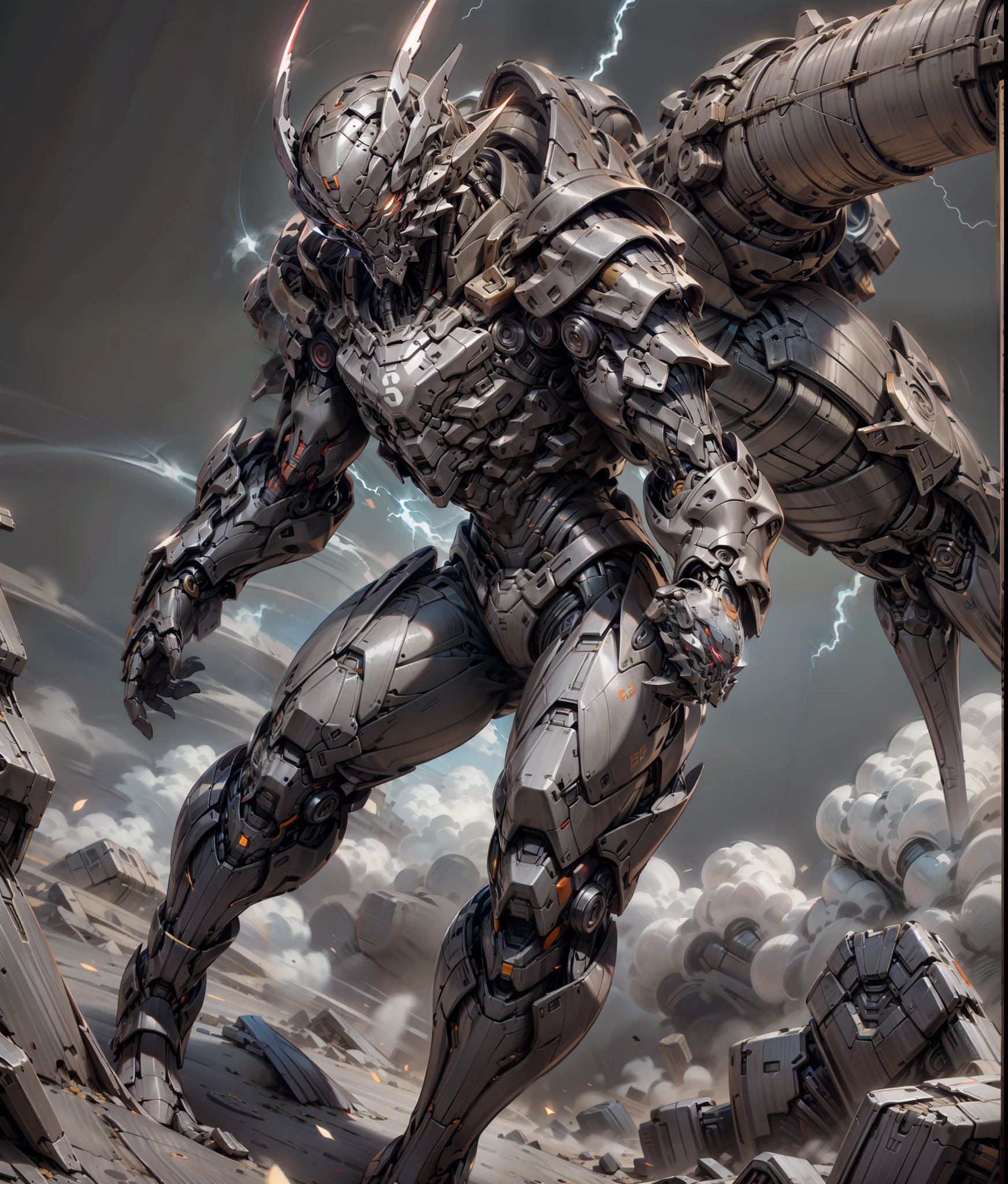Demon Slayer, super cool demon killer, wearing super detailed mechanical creature armor, red and blue armor, red lightning, playing lightning, super detail, IP by pop mart, edge light, avatar, octane rendering, blender, full body, clean black background, 3d, c4d, best quality, very detailed, 8K, best quality, super high resolution, detailed face