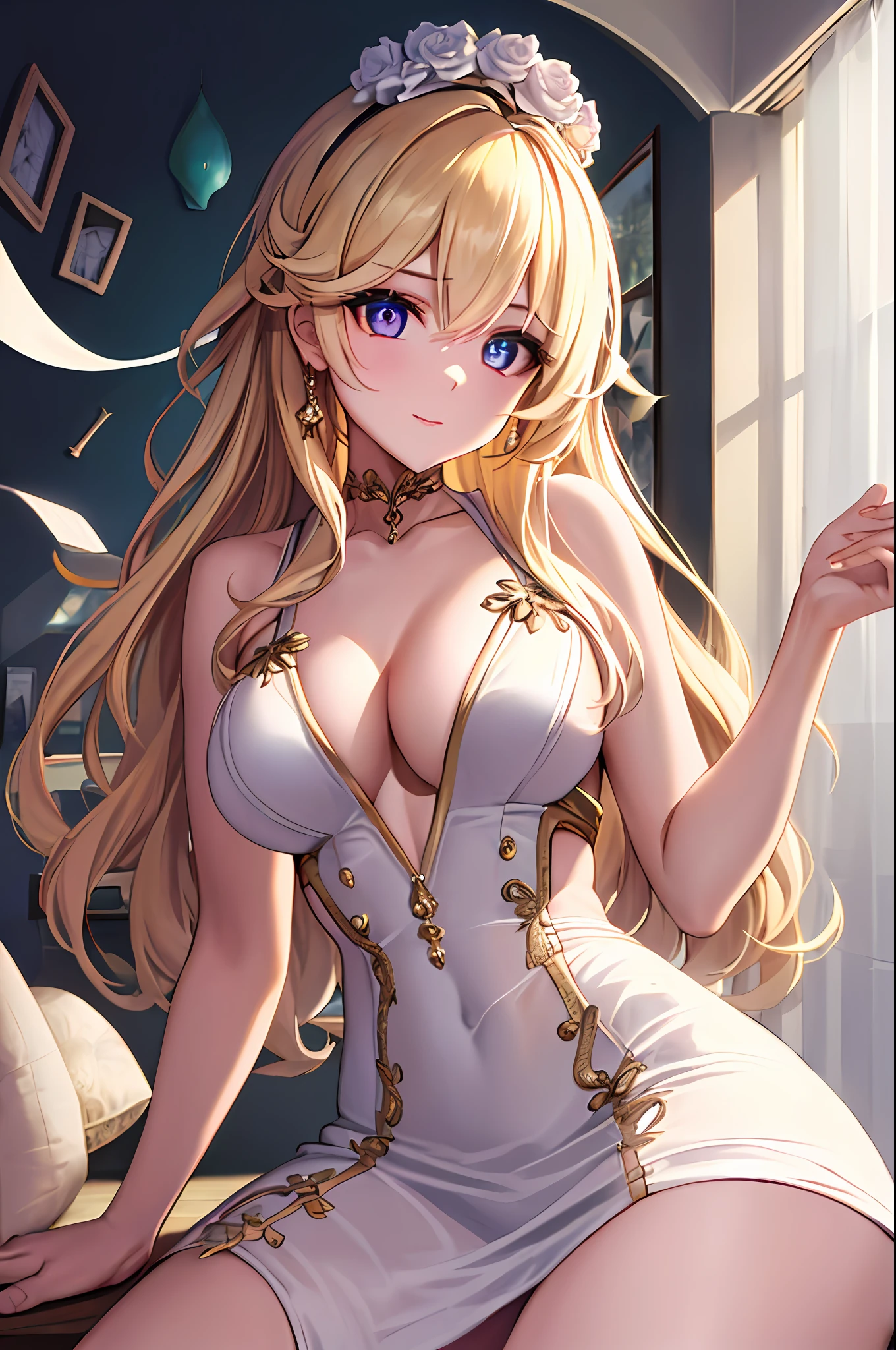 cortinas de pecho, vestido de porcelana, deslizamiento de areola, (mejor calidad: 1.0), (8k papel tapiz: 1.0), extremadamente delicado y hermoso, (hermosa cara detallada: 1.0), (ojos profundos detallados), symmetric breasts, ((smal boobs)),ojos profundos, vapor, piel brillante,