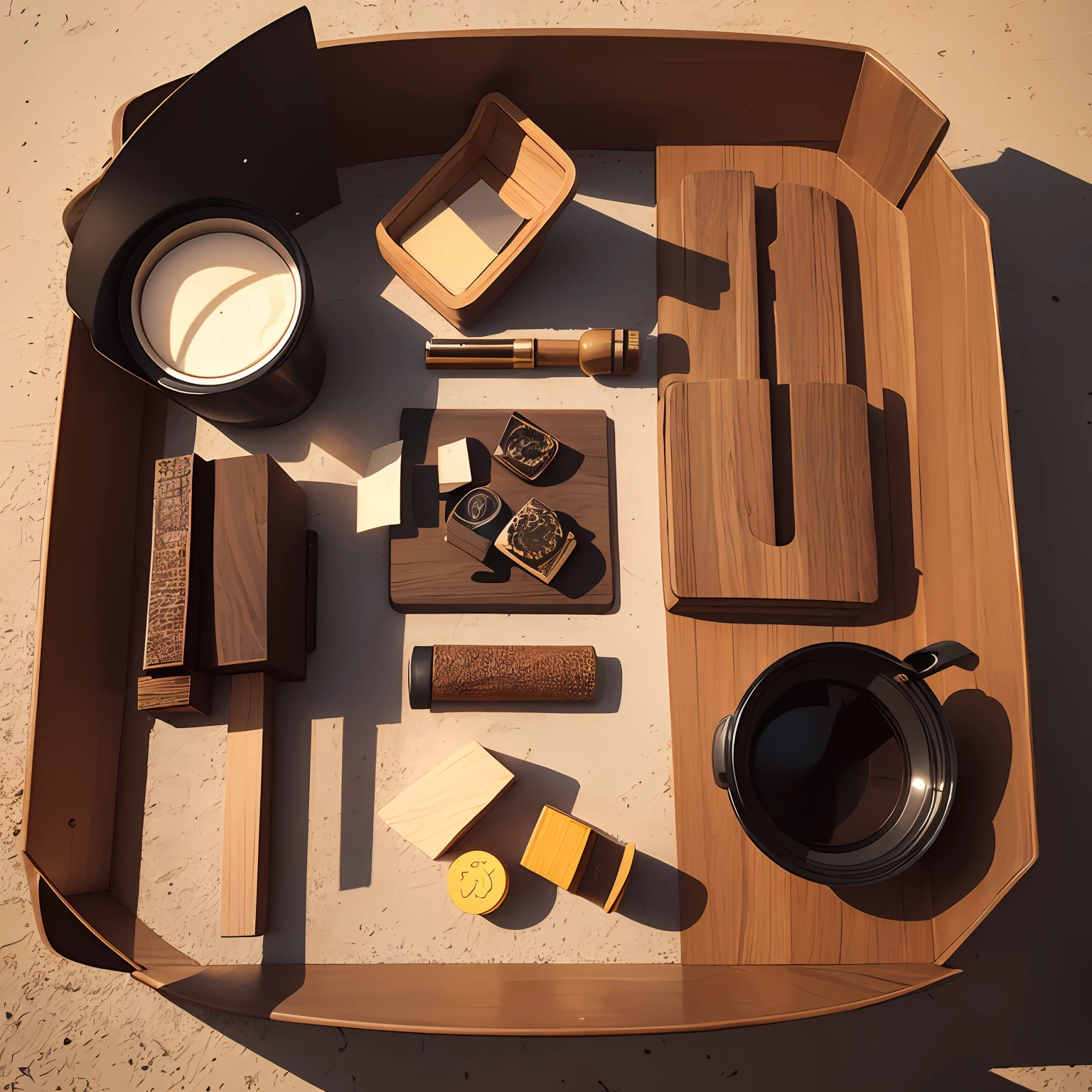 The objects of life make up three squares，Rich in color，Realistic objects，visualizador，Reallightandshadow，Life scenes，Photographic material --auto