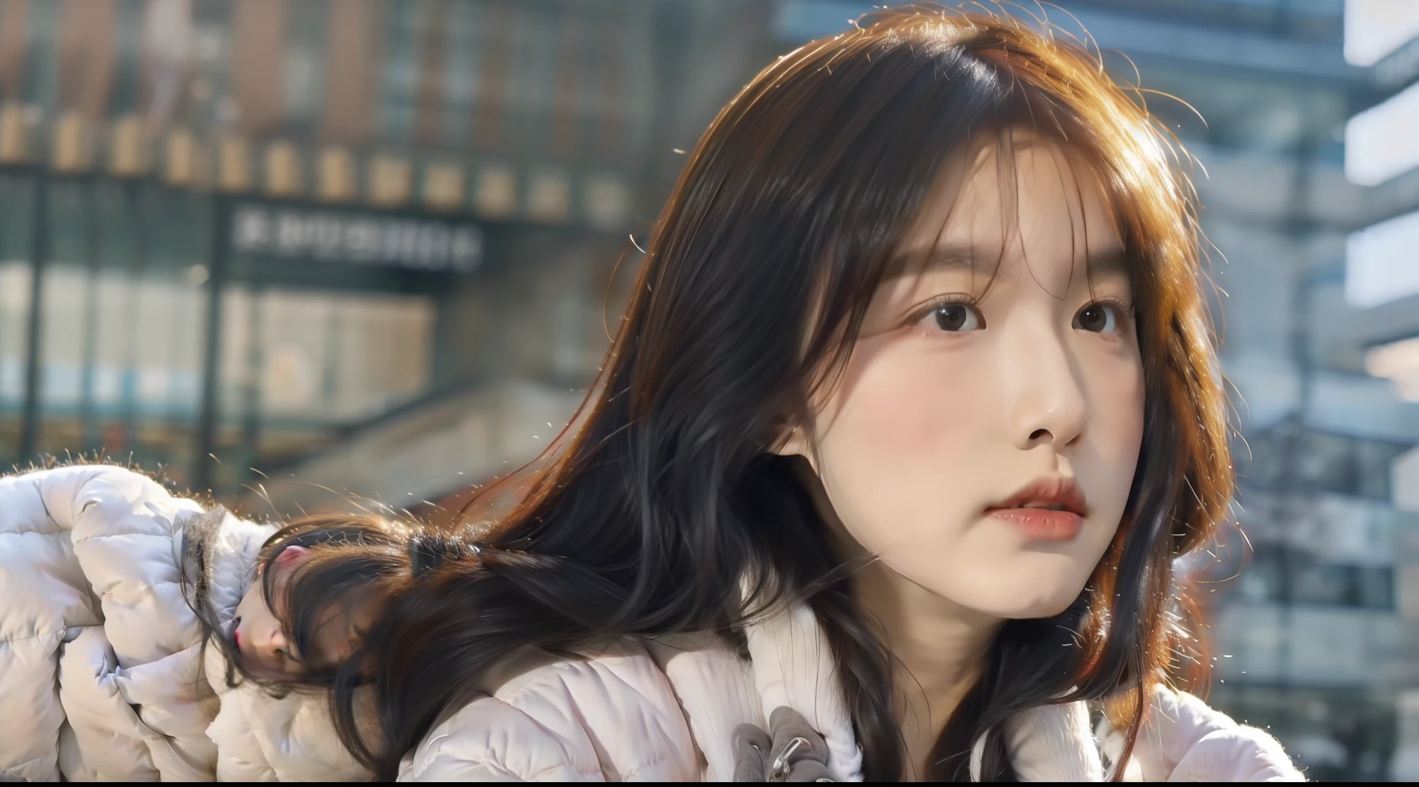 Arakfi Asian woman,Long hair and white jacket, 8K Artgerm bokeh, Soft portrait shot 8 K, Realistic. Cheng Yi, young lovely Korean faces, Kawaii realistic portrait, Realistic cute girl painting, Guviz-style artwork, realistic portrait photo, high quality portrait, Photorealistic!!!!!!! Art style, photorealistic art style