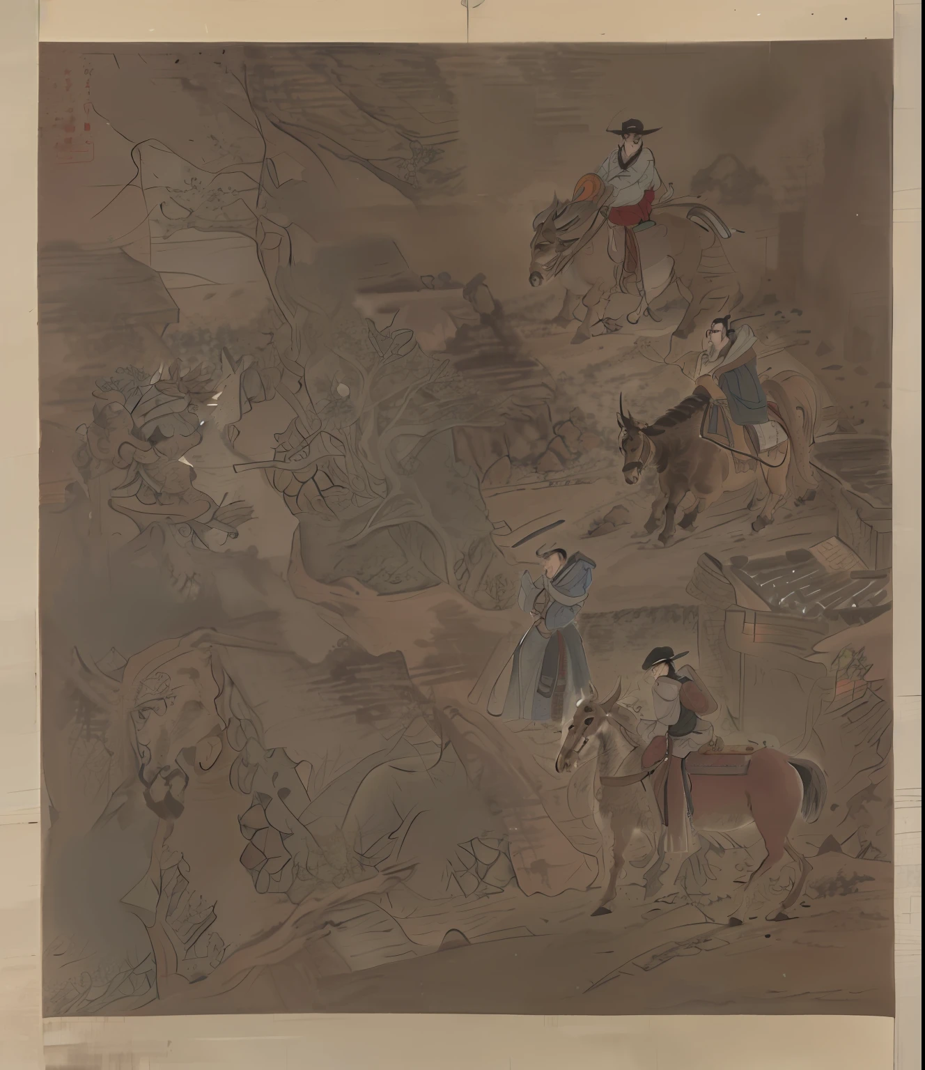 Arafeld painted a group of men on horseback and a man on horseback, author：Wang Lu, an ultrafine detailed painting, unknown artist, qing dynasty painting, su fu, author：Xu Xi, author：Gu An, author：Du Qian, hanging scroll, author：Lu Ji, old chines painting, author：Lee Young-jin, author：Wang Fu
