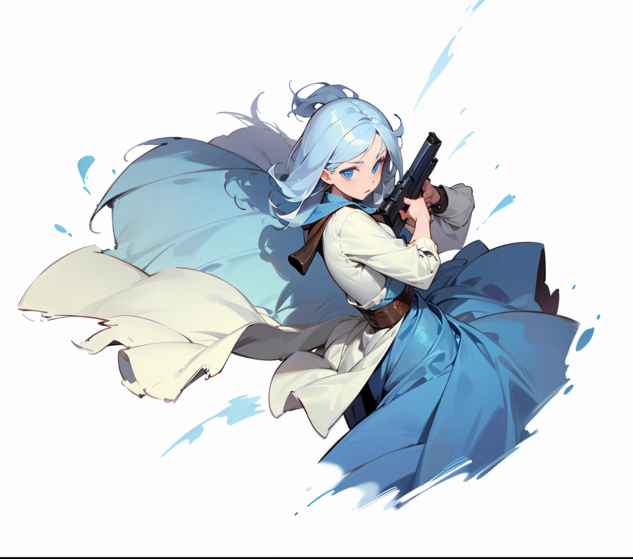 The old woman held both guns