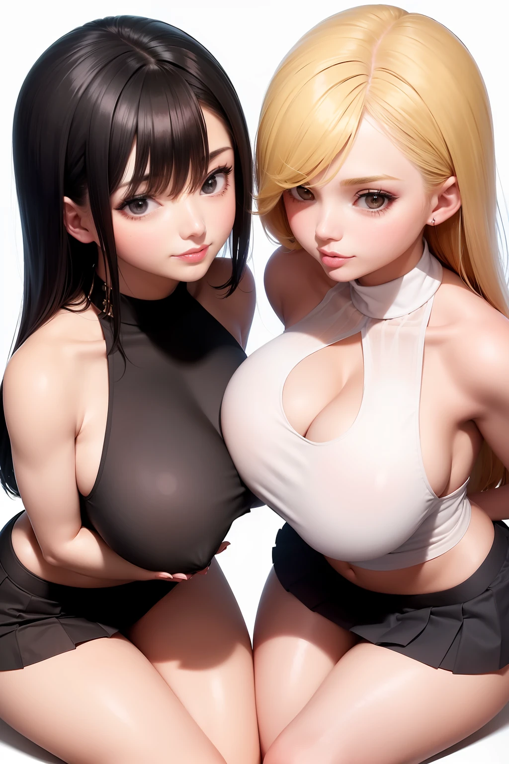2females,Top-down view,model poses,Adult daughter,A MILF,Chest to chest,Stick out your tongue,roll eyes,cage,Sit on your knees,Squat and sit,MuCoi,huge tit,Giant buttocks,Tight hip-wrapping clothes,Student uniform,Superskirt,Charming