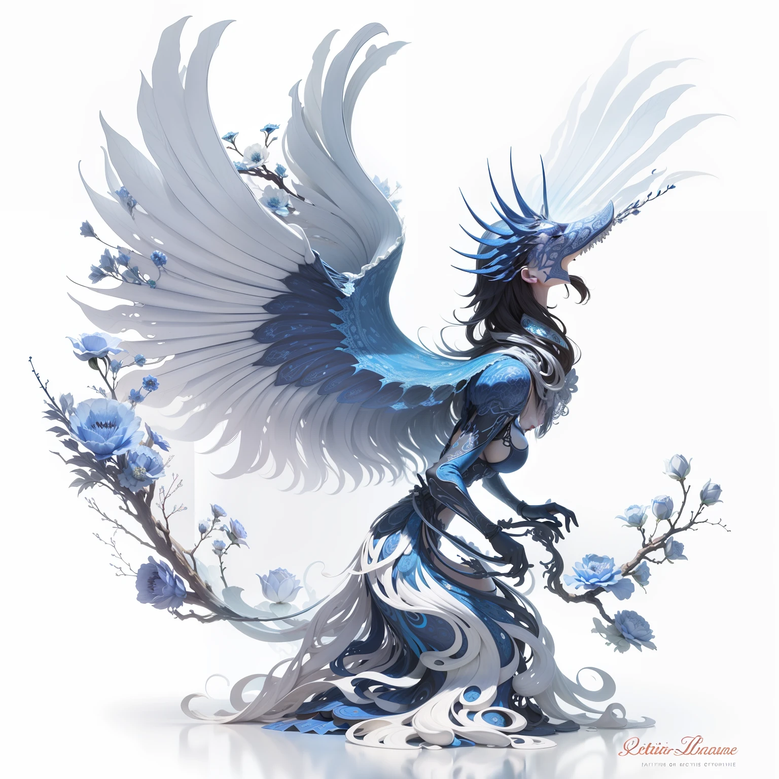 offcial art,统一 8k 壁纸,ultra - detailed,Beauty and aesthetics,big breasts beautiful,tmasterpiece,Best quality at best,(zentangle,datura,Tangles,entangled),(ecstasy of flower:1.2)dynamic angle,The most beautiful form of chaos,ellegance,Fauvistdesign,vivd colour,romanticism lain,atmospurate,Blue and white porcelain,fenghuang,mighty,Escultura,Clear lines --auto