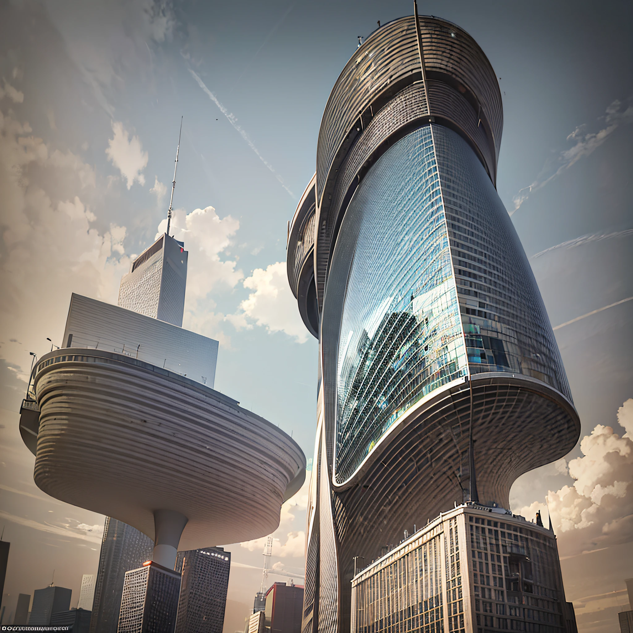 Tower,truth,The future cityscape is filled with awe-inspiring technological marvels. Towering skyscrapers rise into the clouds, boasting sleek and modern designs. The fusion of streamlined, curved, and geometric architectural structures with reflective materials and glass facades creates a mesmerizing futuristic landscape. On the streets, remarkable floating transportation vehicles glide swiftly, such as flying cars or maglev trains, exuding a high-tech exterior as they navigate the city's airspace style:Photographi