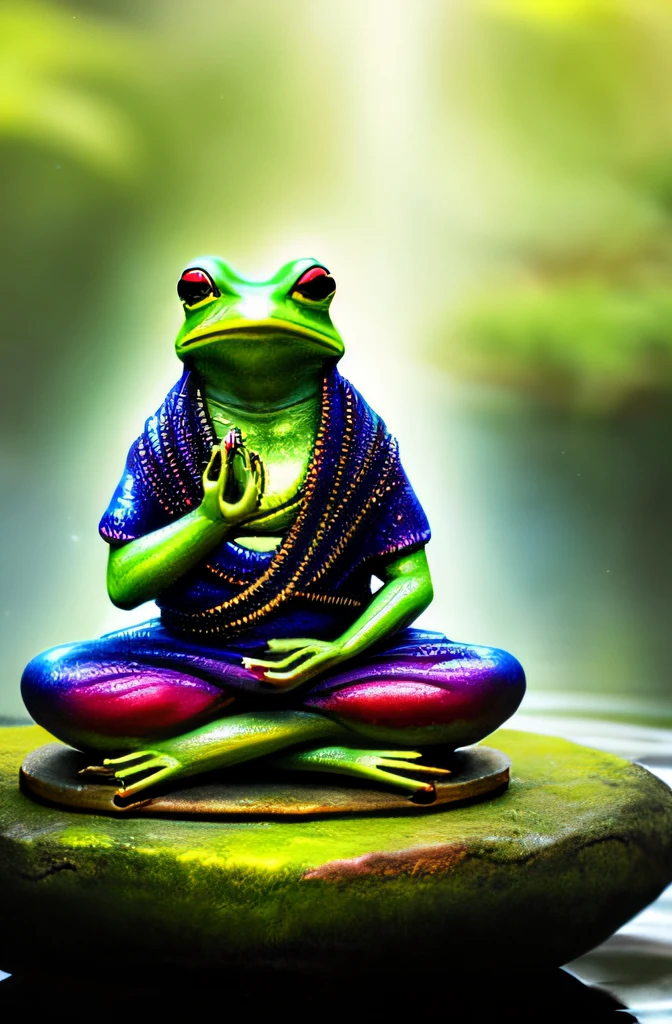 Meditating (frogs) Sitting in the lotus position Naruto Hand, (((hdr+))), 16 mm, 8K texture, Soft cinematic light, Adobe Lightroom, photolab, ((((Cinematic look)))), Soft cinematic light, exposure blend, Faded,  soothing tones, Highly detailed, insanely details, ultra - detailed, Low contrast, roleplaying, fantasy, Vibrant colors, (Centered), Fantasy painting art, trending on art station, Breathtaking, Works of art by epic artists