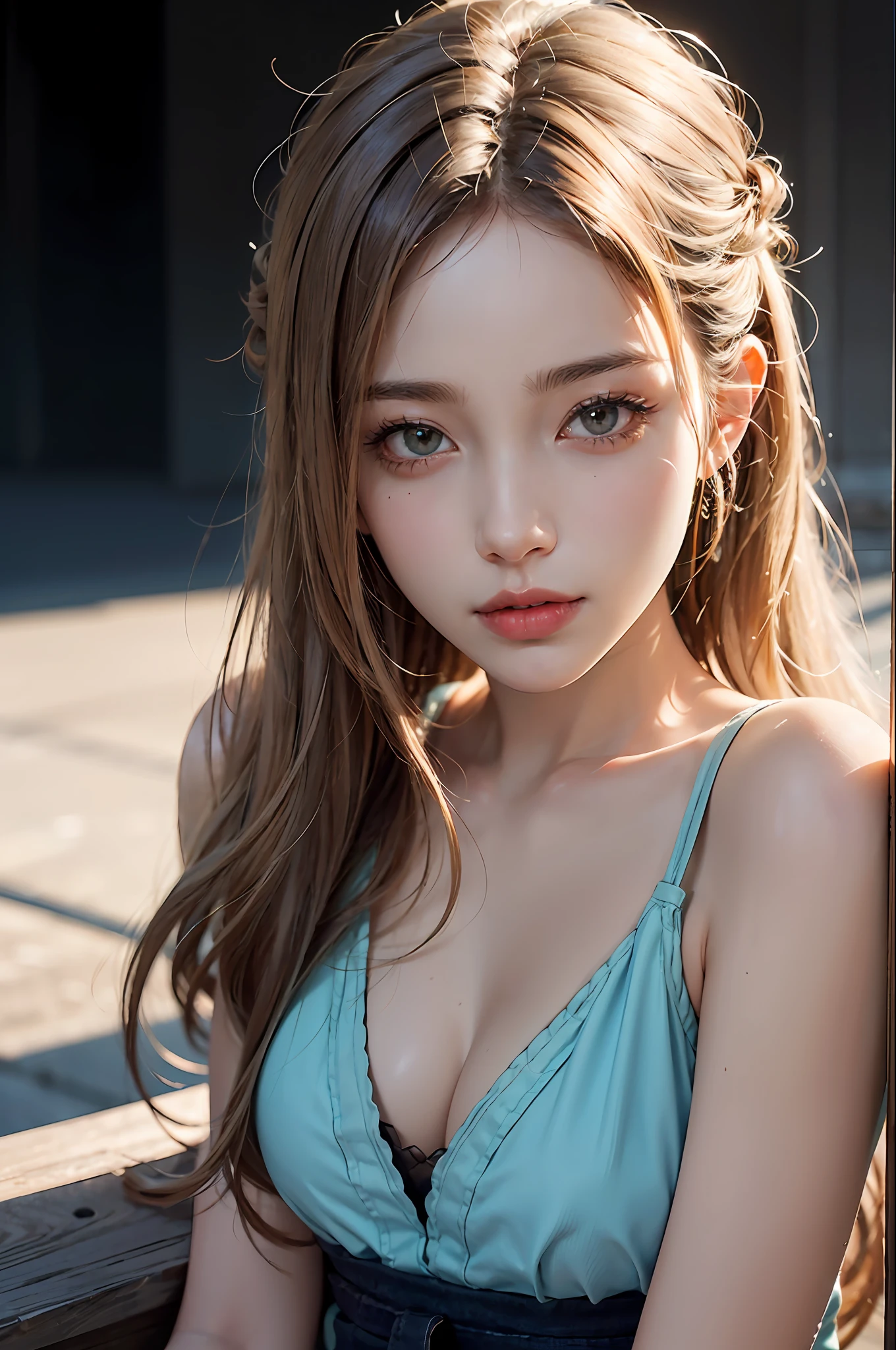 a 20 yo woman,(high-top fade:1.3),long whitr hair,Light theme,soothing tones,pastel colour,hight contrast,(Natural skin texture,ultra-realistic realism,the soft light,sharp),