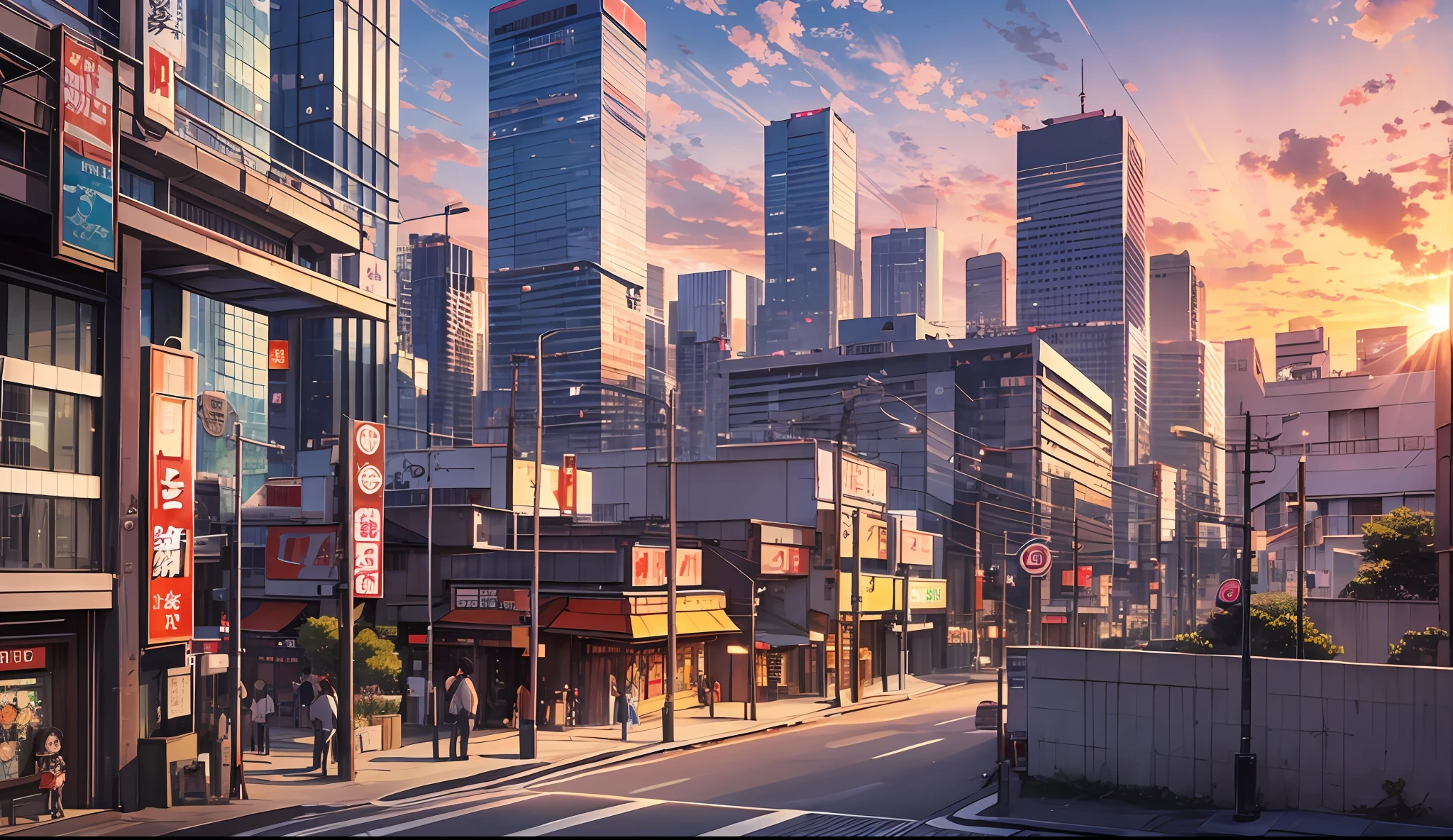 Cinematic Sunset Moment in Japan, with Anime style, High Resolution, Illustration, Manga, Best Anime Studio Style --auto --s2