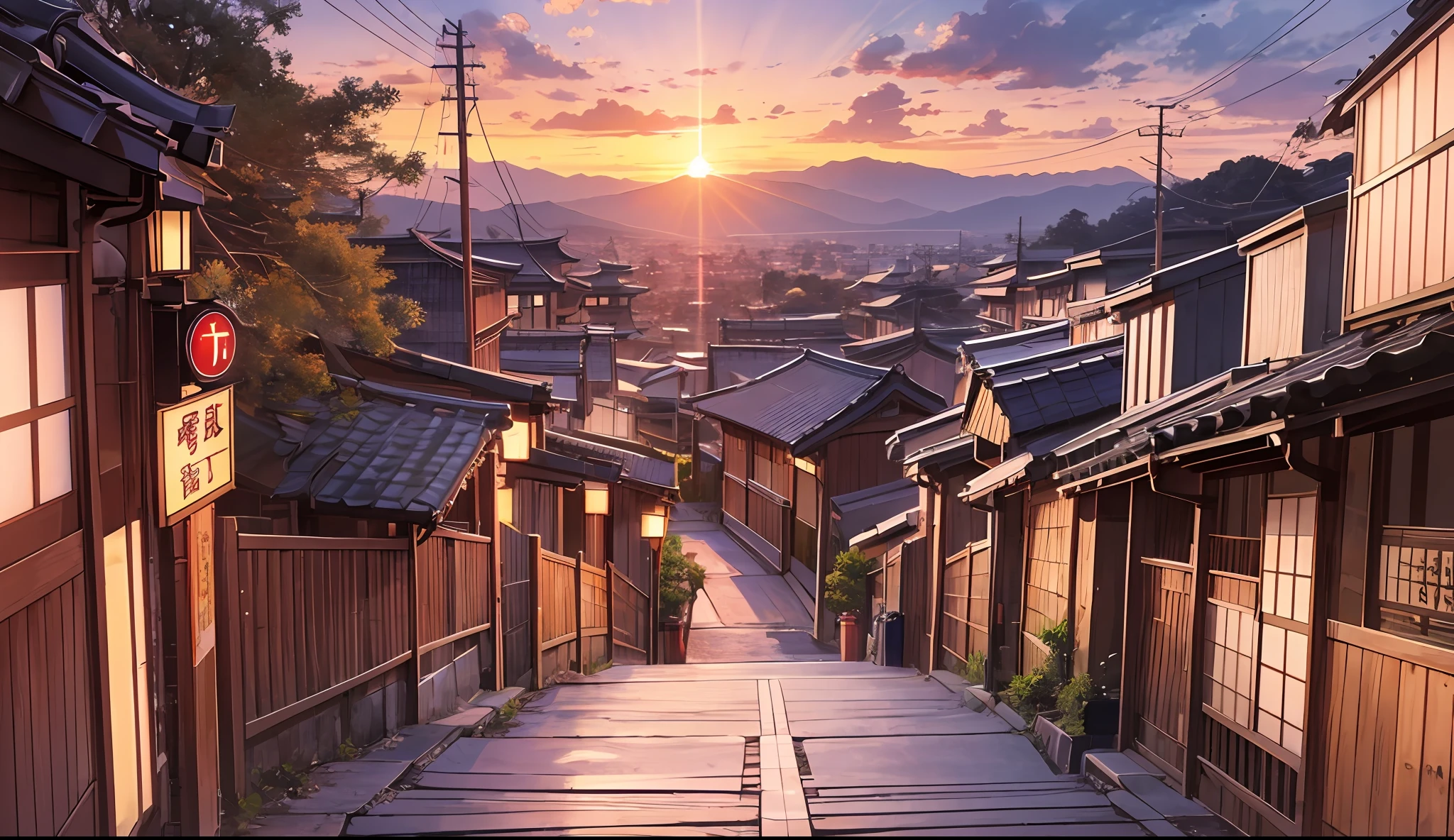 Cinematic Sunset Moment in Japan, with Anime style, High Resolution, Illustration, Manga, Best Anime Studio Style --auto --s2