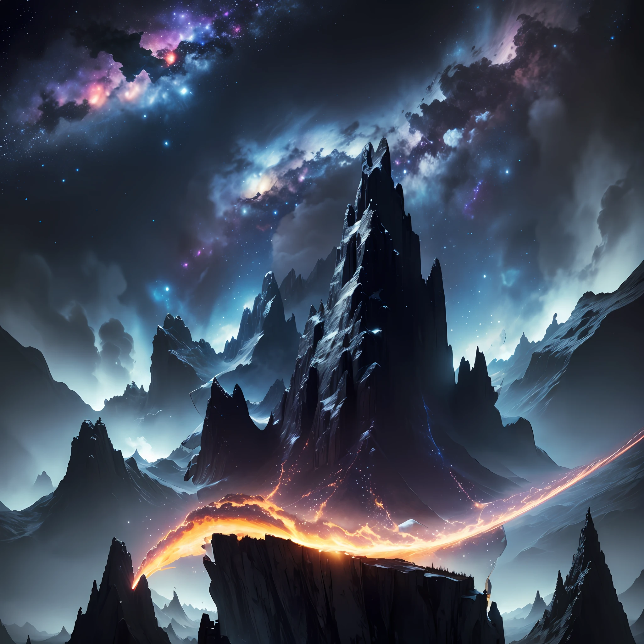 Starry sky mountains
