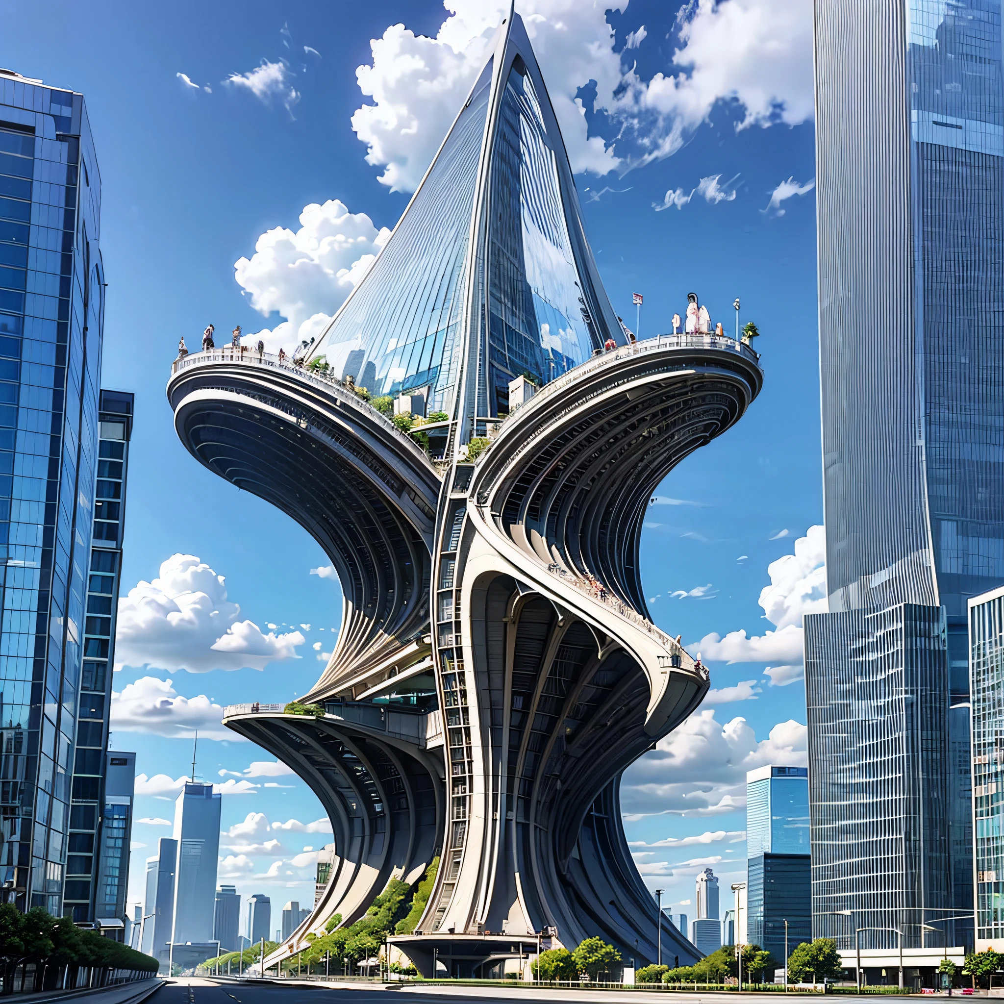Tower,truth,The future cityscape is filled with awe-inspiring technological marvels. Towering skyscrapers rise into the clouds, boasting sleek and modern designs. The fusion of streamlined, curved, and geometric architectural structures with reflective materials and glass facades creates a mesmerizing futuristic landscape. On the streets, remarkable floating transportation vehicles glide swiftly, such as flying cars or maglev trains, exuding a high-tech exterior as they navigate the city's airspace style:Photographi