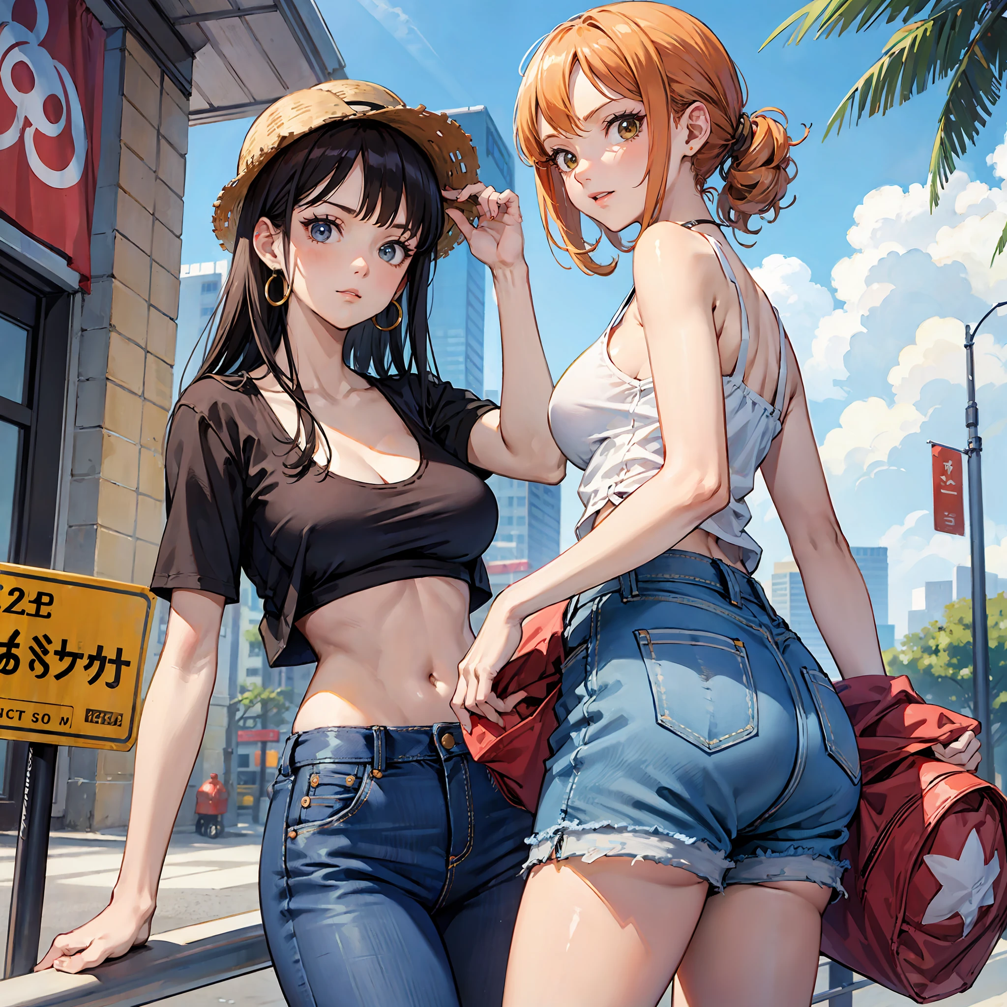 One Piece Nami,in city,denim short --auto