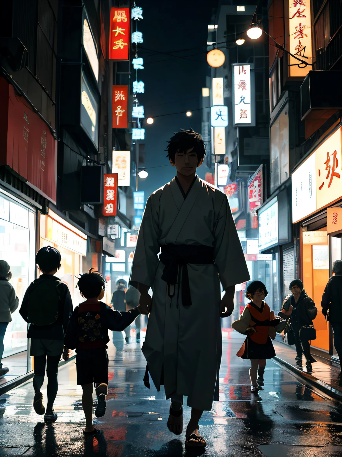 hoang lap,A high resolution,ultra - detailed,1boys,kendo,the street,Capture low-light images,Lighting is minimal,And focus on the subtle details and atmosphere of the scene。 sunder ,Captures an urban cityscape,With towering buildings、Characterized by bustling streets and a vibrant atmosphere。Create a scene where children play,capturing their innocence、vibrancy、A sense of wonder and exploration。 sunder ,Inspired by the beauty of Japanese ukiyo-e,With delicate lines、Flat colors and images inspired by patterns and compositions。