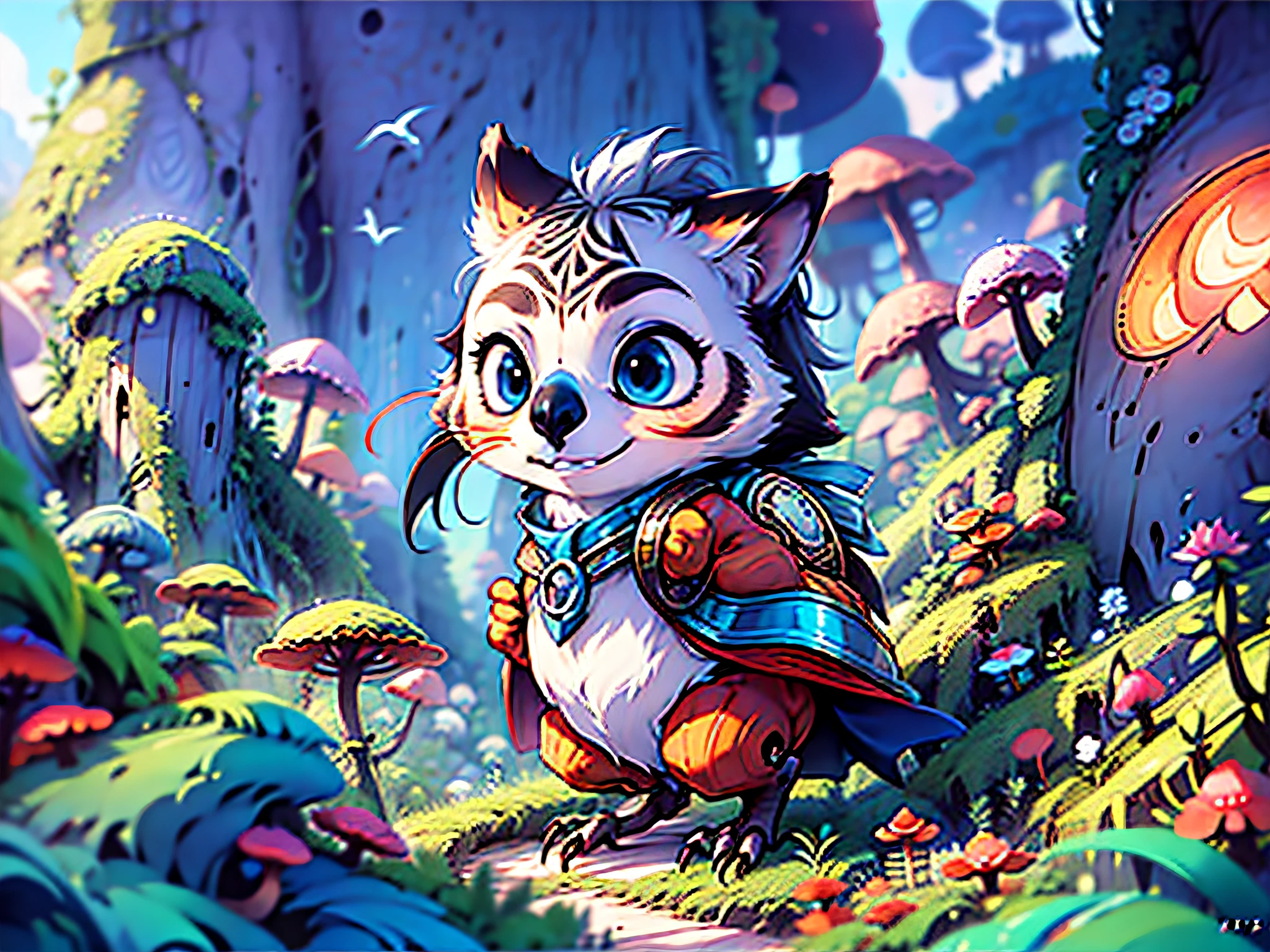 ((best qualtiy)), ((tmasterpiece)), (the detail:1.4),Illustrations can be filled with small animals，For example, an owl flapping its wings、Digging gopher on the ground。Can be picked up at height，It can also be close to the ground，All embody an endless connection to the sky，Fantasy class