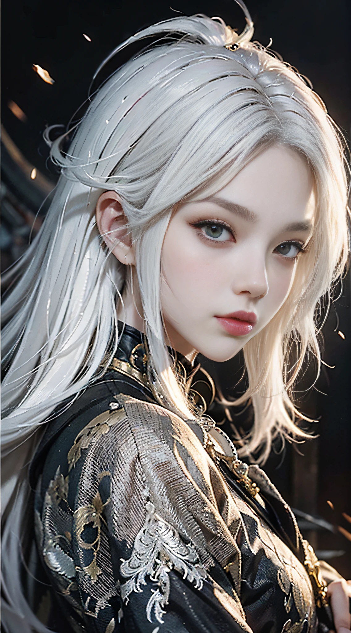 a close up of a person with white hair and a sword, white haired deity, with white long hair, with long white hair, artwork in the style of guweiz, white haired, guweiz, handsome guy in demon slayer art, beautiful character painting, by Yang J, white-haired, guweiz on pixiv artstation, anime character