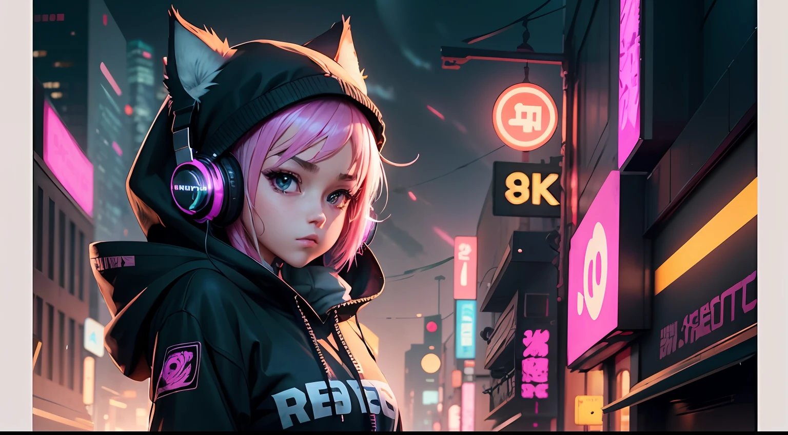 anime girl with headphones, anime style 4 k, nightcore, cyberpunk anime boy in hoodie, lofi artstyle, anime style. 8k, digital cyberpunk anime art, anime art wallpaper 4k, anime art wallpaper 4 k, anime cyberpunk art, anime wallpaper 4 k, anime wallpaper 4k, anime catgirl