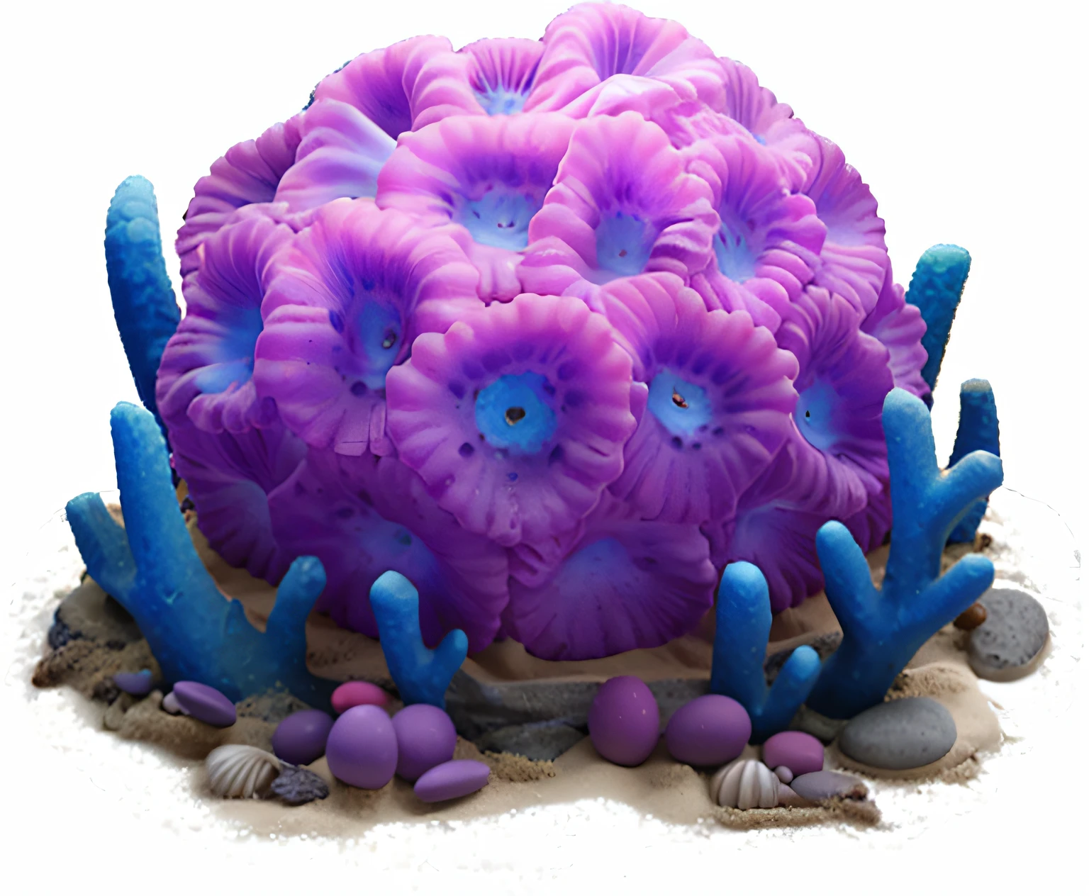 Purple plants,Blue coral,sea shell,steins,sand