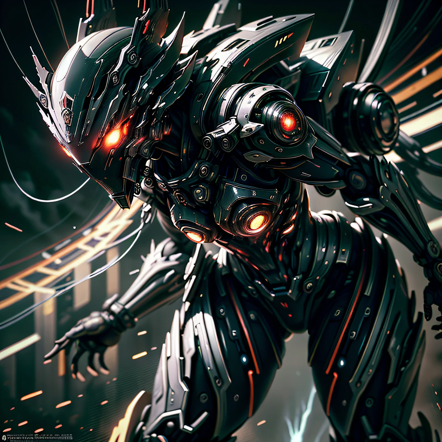 1 japanese girl, WARFRAME, intricate pattern, heavy metal, energy lines, faceless, glowing eyes, elegant, intense, blood red and black uniform, solo, modern, city, streets, dark clouds, thunderstorm, heavy rain,
dramatic lighting,
(masterpiece:1.2), best quality, high resolution,   beautiful detailed, extremely detailed, perfect lighting, --auto