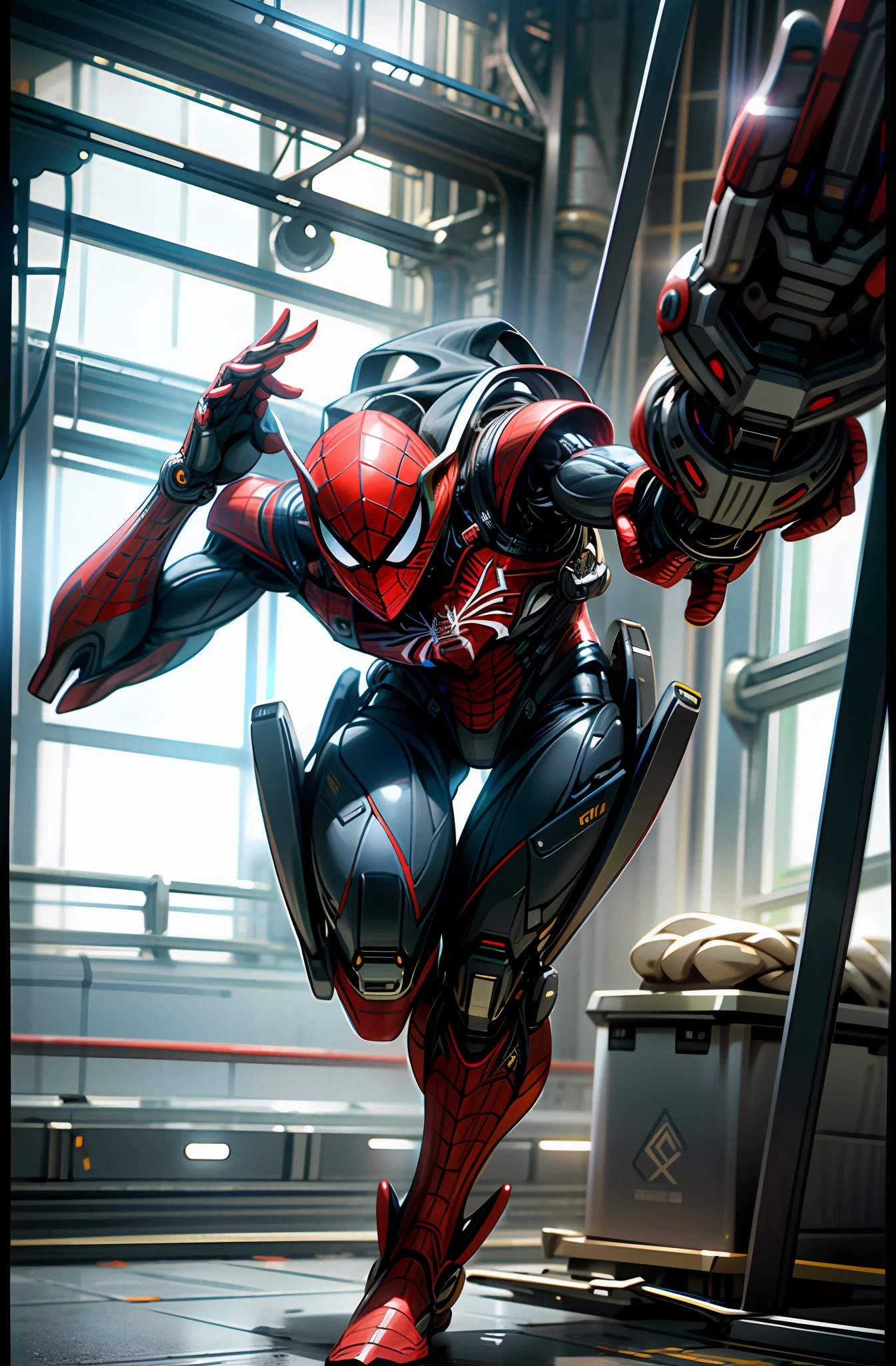 Full body Pic, Marvel Comic's Spiderman as a mechanical robot, photo-realistic, 8k, realistic photo-realistic, 8k, realistic amazing looking,