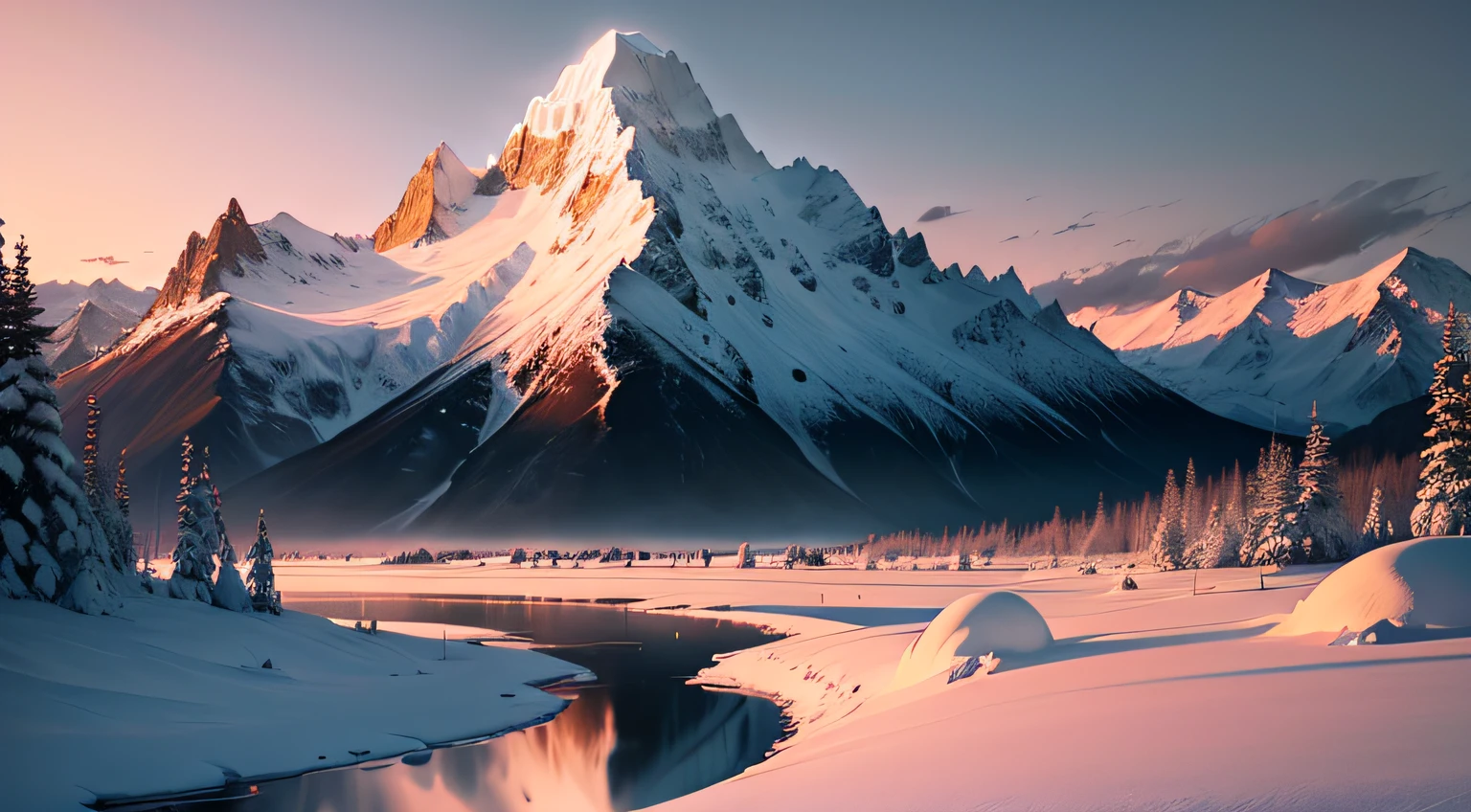 1 No characters,snow mountains,sunraise,gargantuan,spectacular,heal,best qualtiy,beautifuldetails,Perfect light --auto