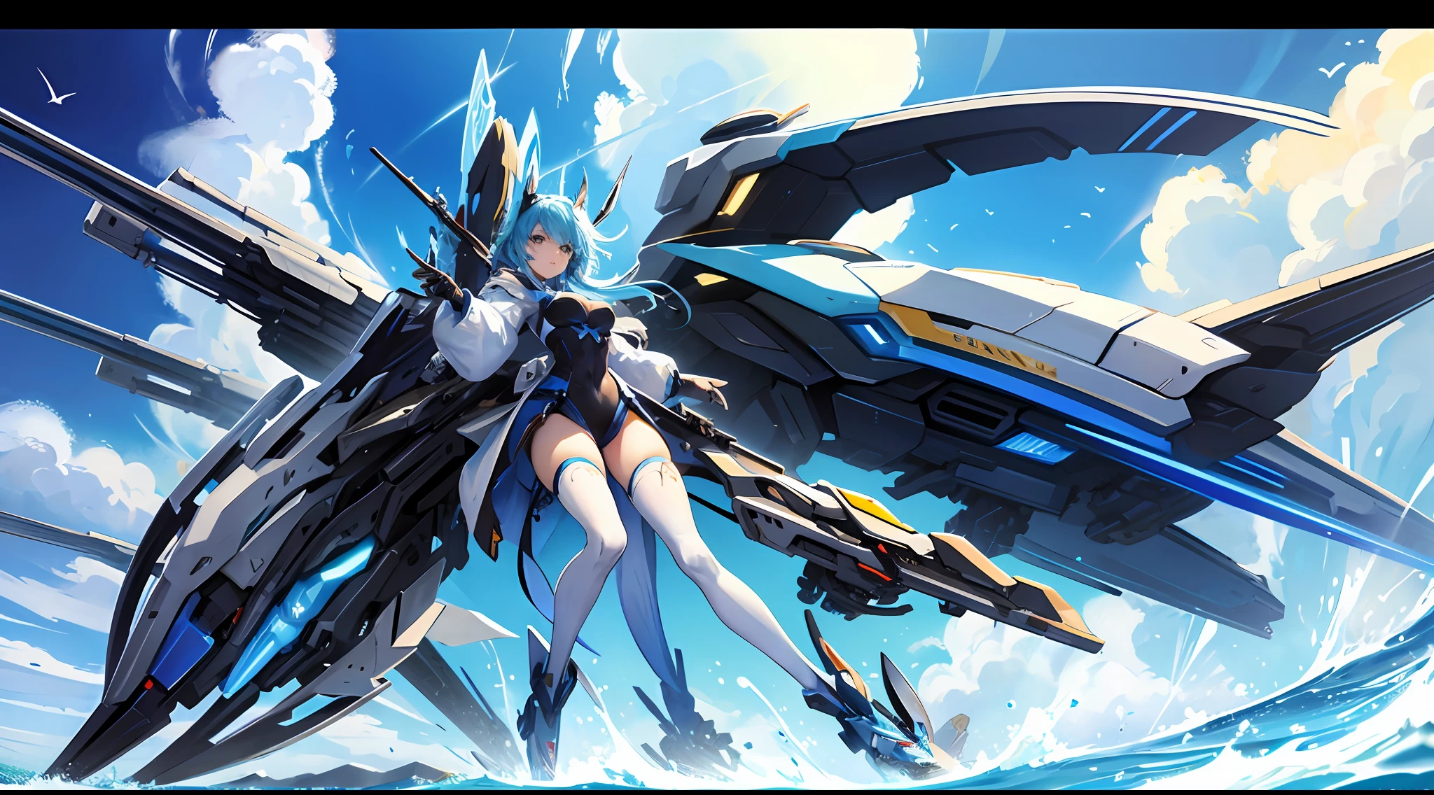 (A cool mech),(Blue skies),(More exaggerated cool mechanical wings ),outstanding,Full of details,Highest quality --auto
